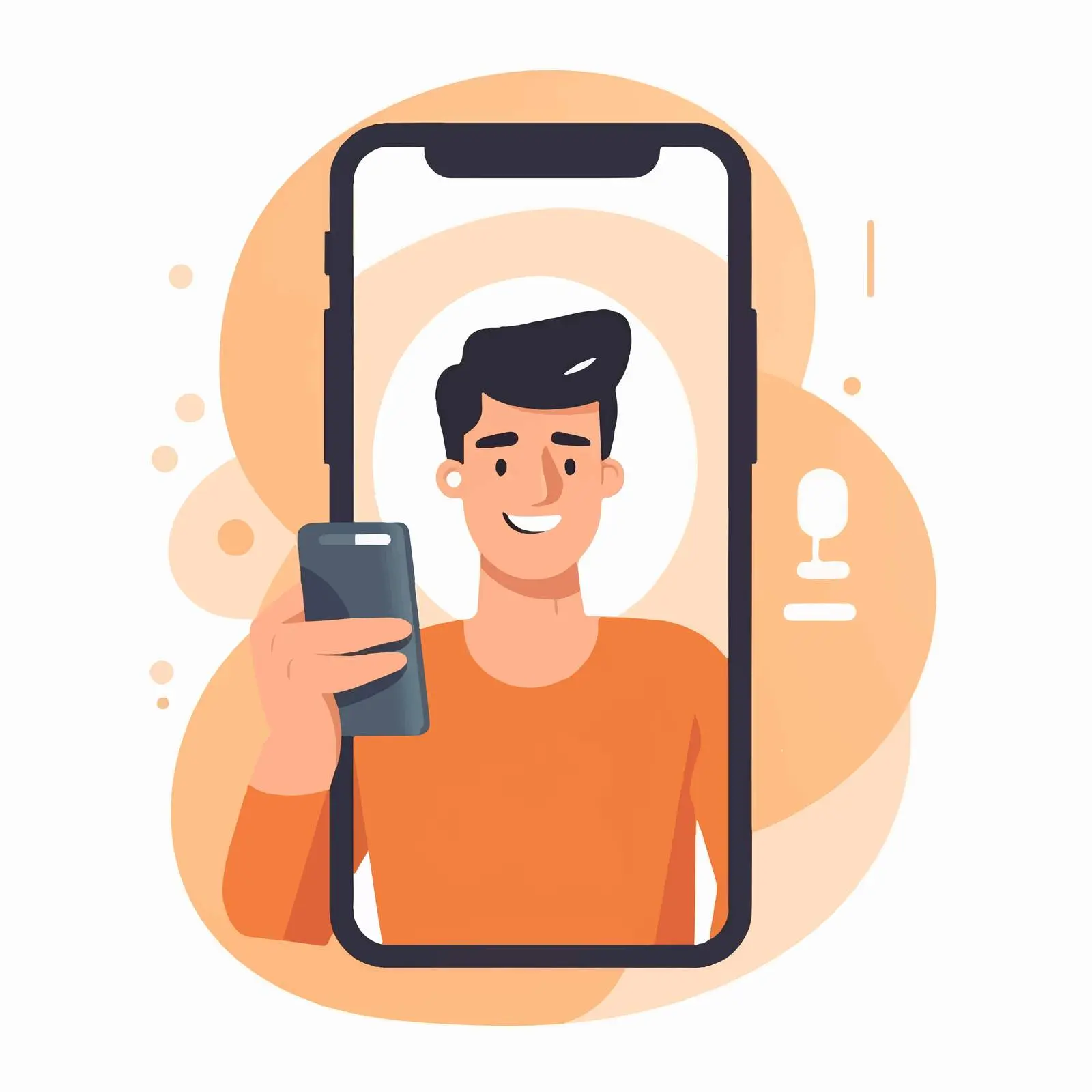 Smartphone User Cartoon Vector Illustration – free app development image from Dotvec
