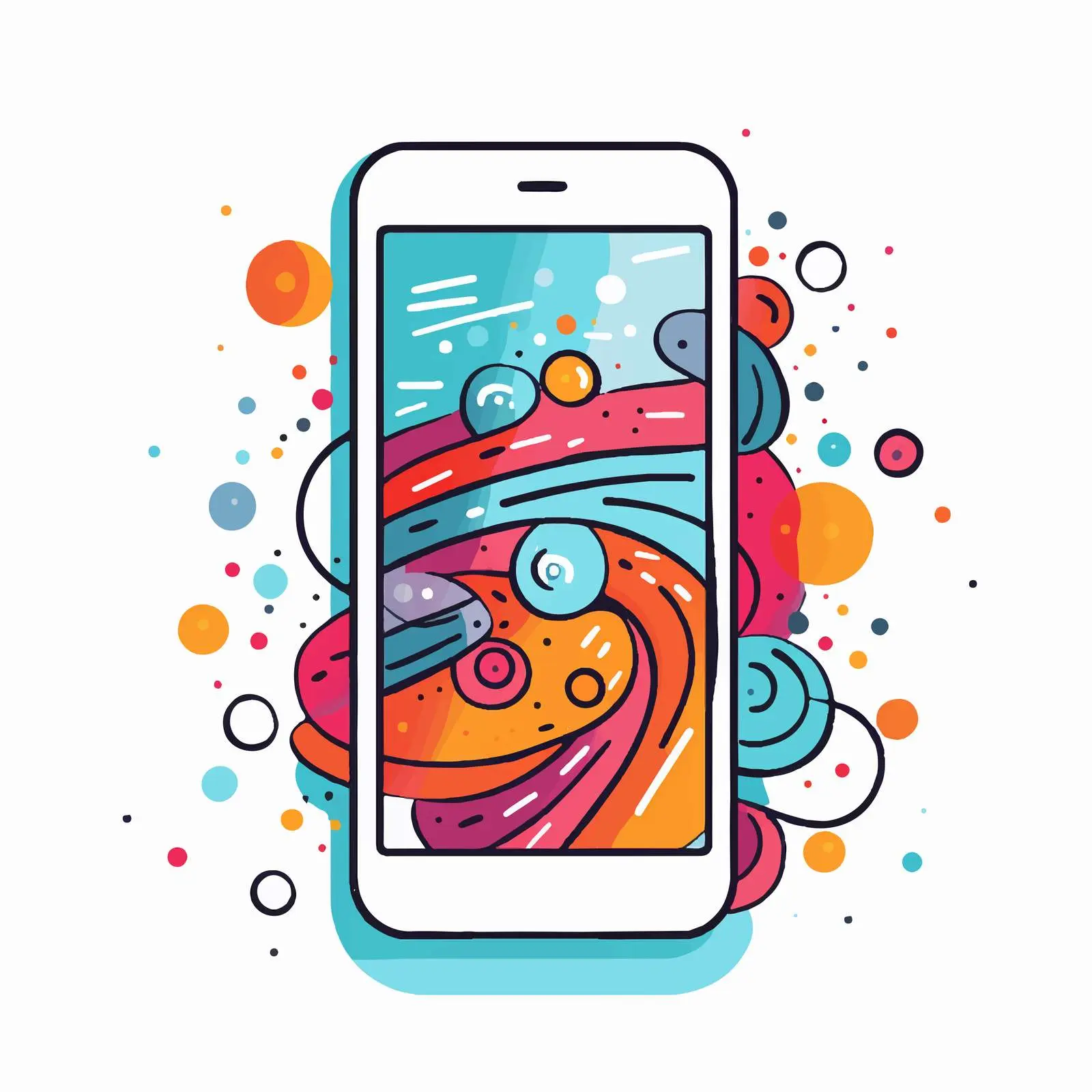 Cartoon Smartphone Line Vector Illustration — free download from Dotvec
