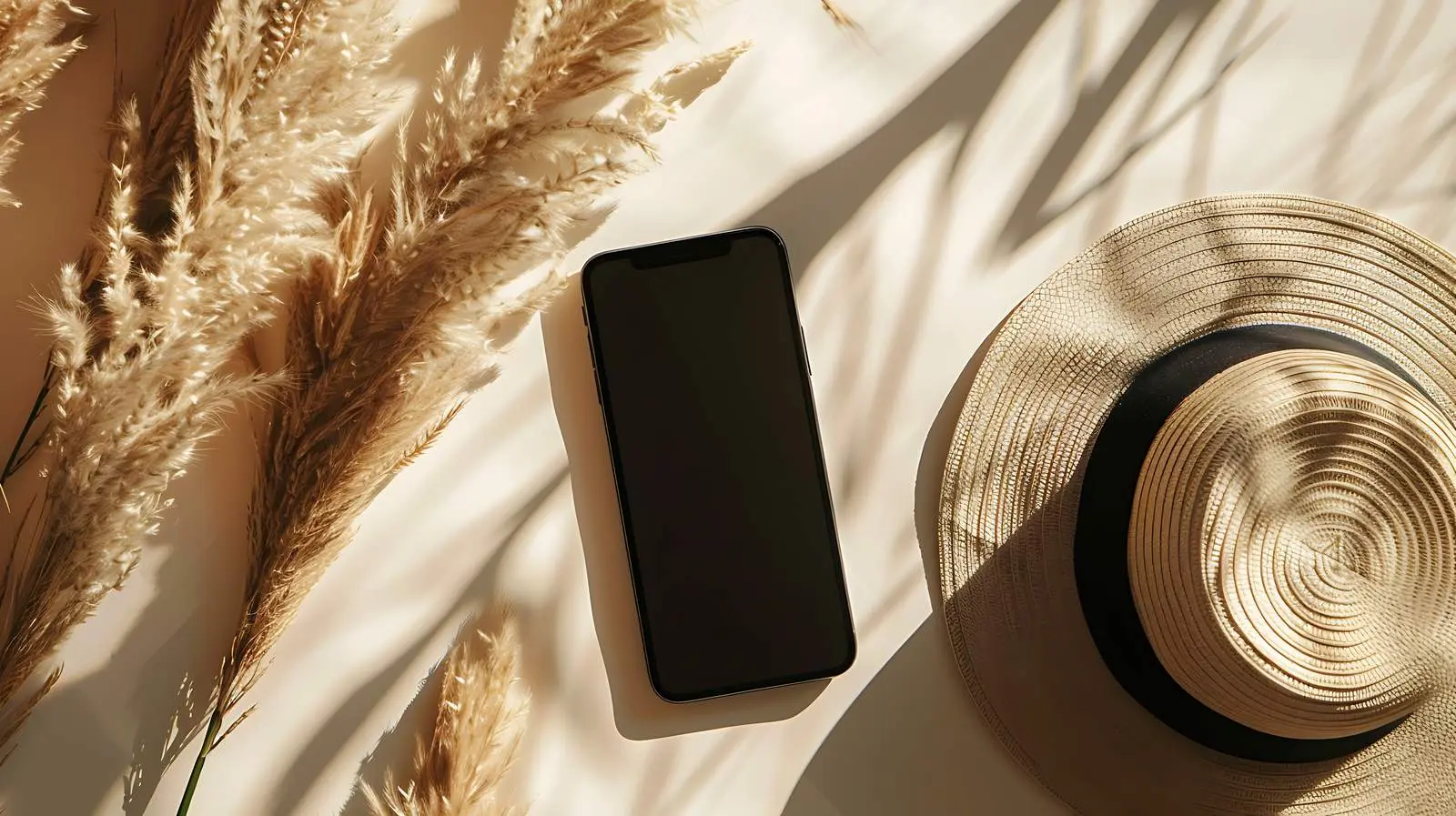 Smartphone Displaying Blank Screen with Straw Hat — free download from Dotvec