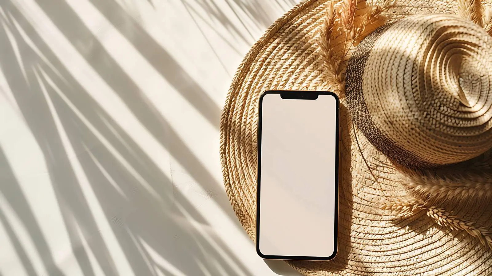 Smartphone and Straw Hat on Dry Surface — free download from Dotvec