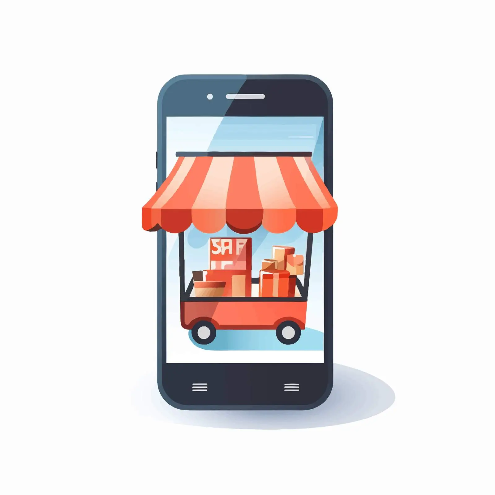 Smartphone with E-commerce Application Vector Illustration — free download from Dotvec