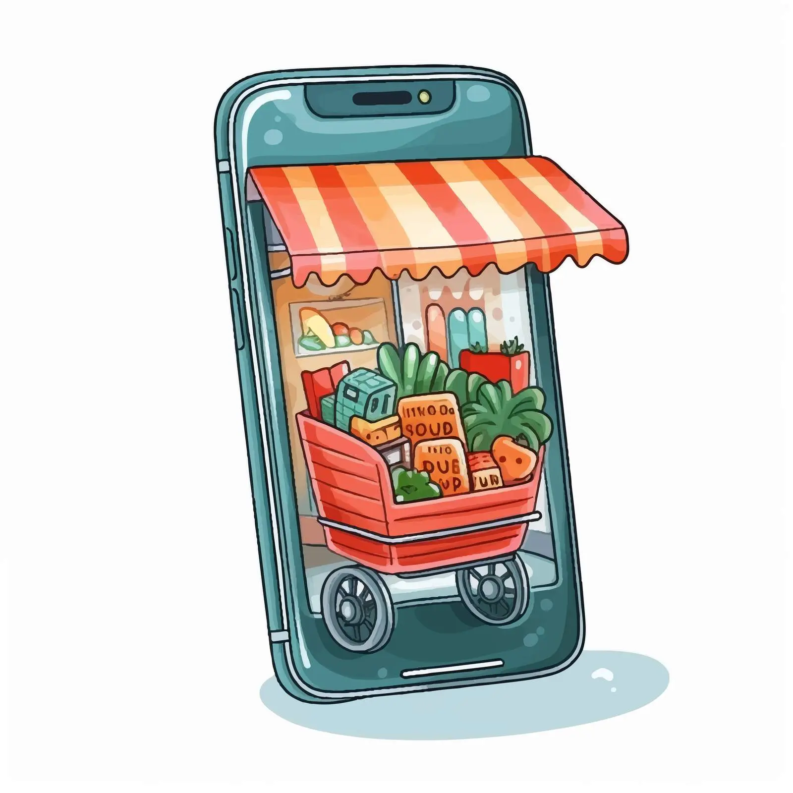 Smartphone with E-commerce Application Vector Illustration – free pay image from Dotvec