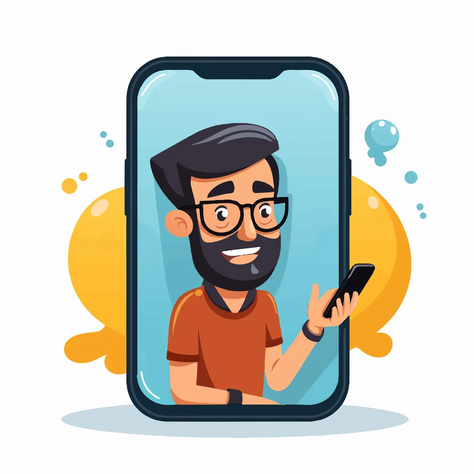 Cartoon Smartphone User with Speech Bubble Vector – free speech bubble image from Dotvec