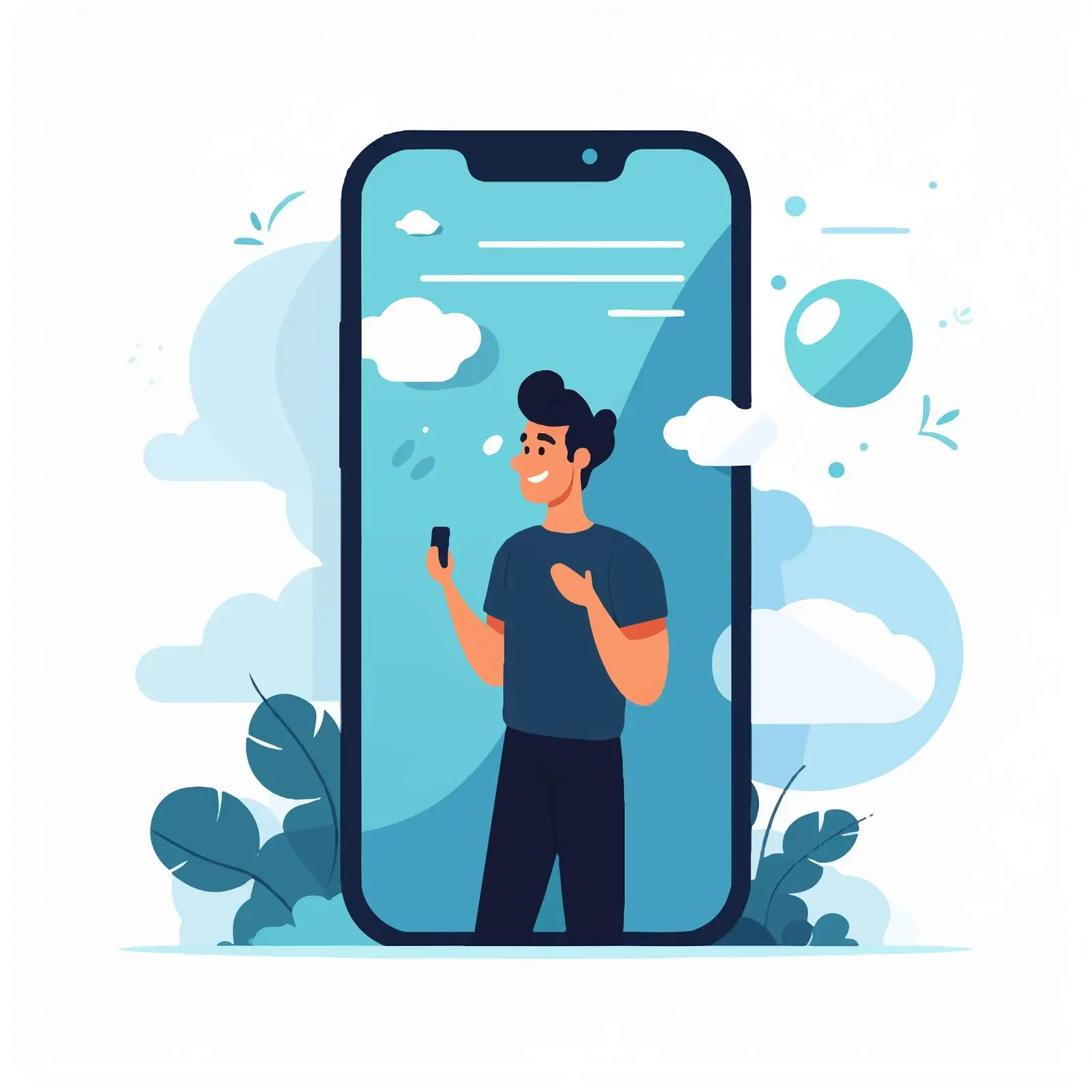 Smartphone User with Speech Bubble Vector Illustration — free download from Dotvec