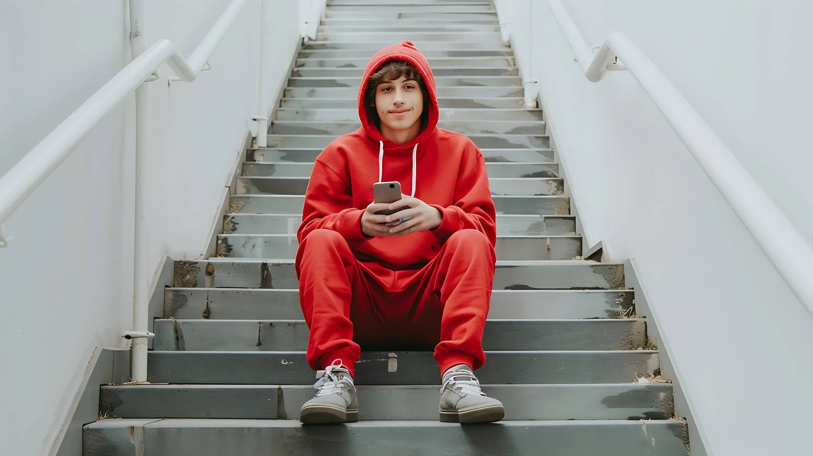 Joyful Man in Red Pullover Sitting — free download from Dotvec