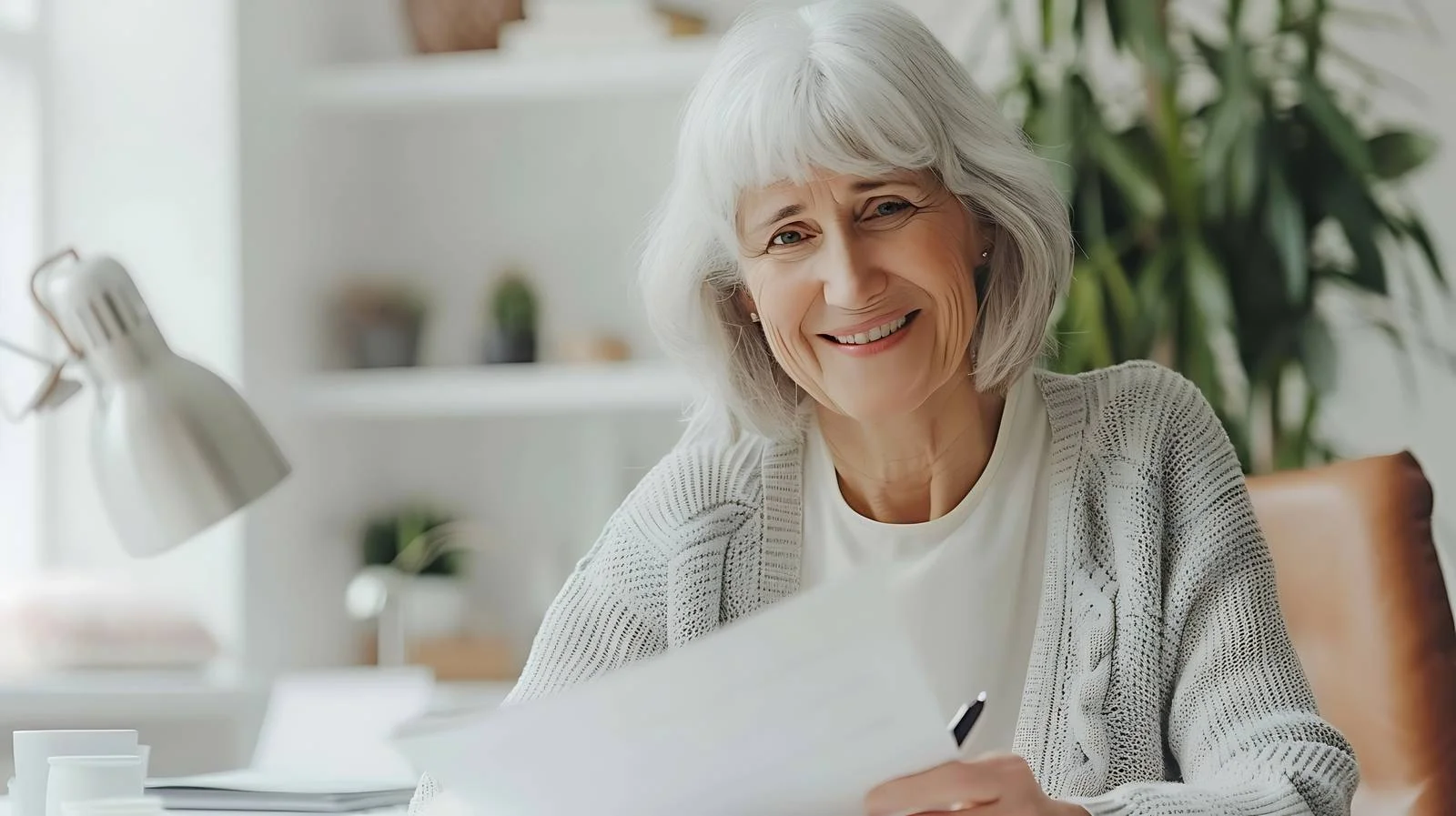 Elderly Woman Working Smilingly — free download from Dotvec