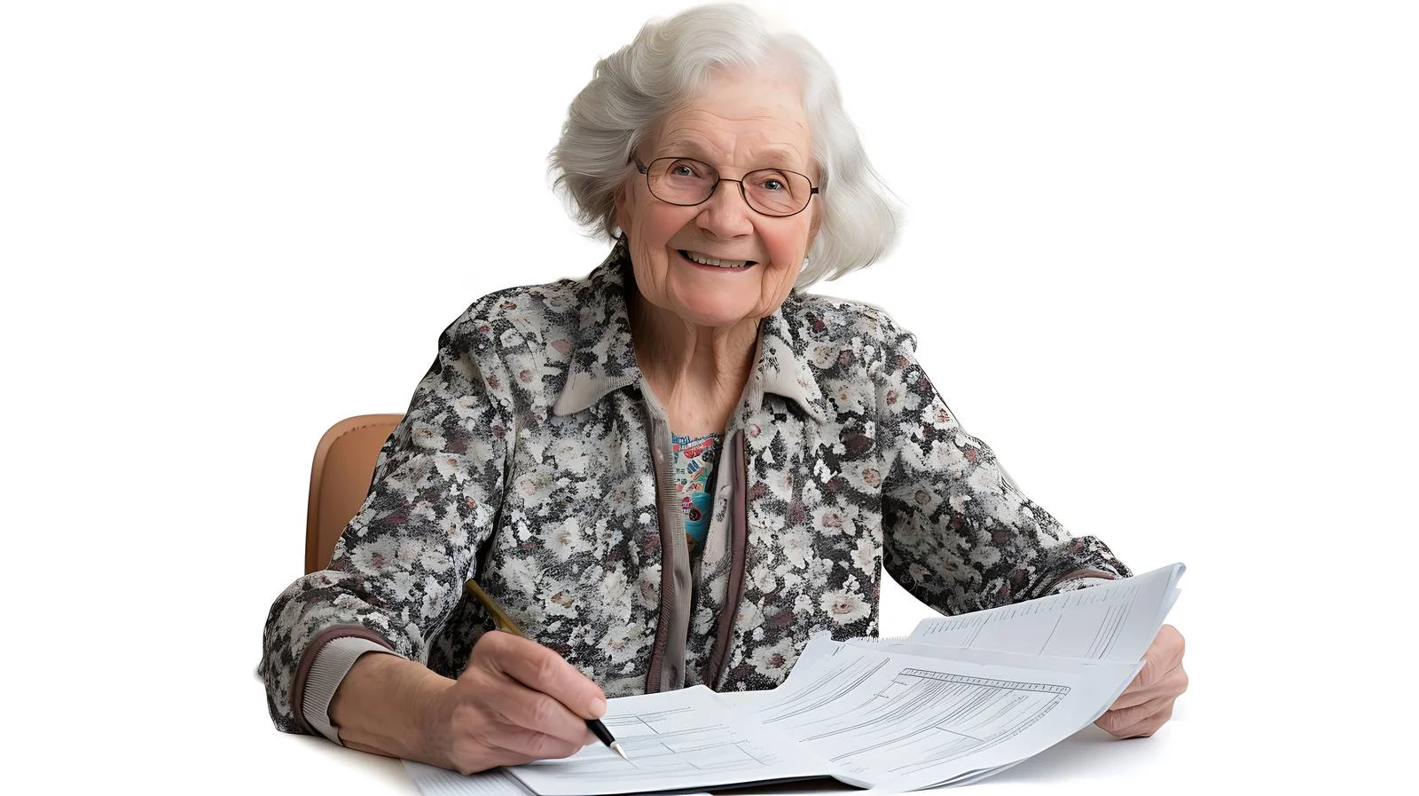 Elderly Woman Engaged in Paperwork — free download from Dotvec
