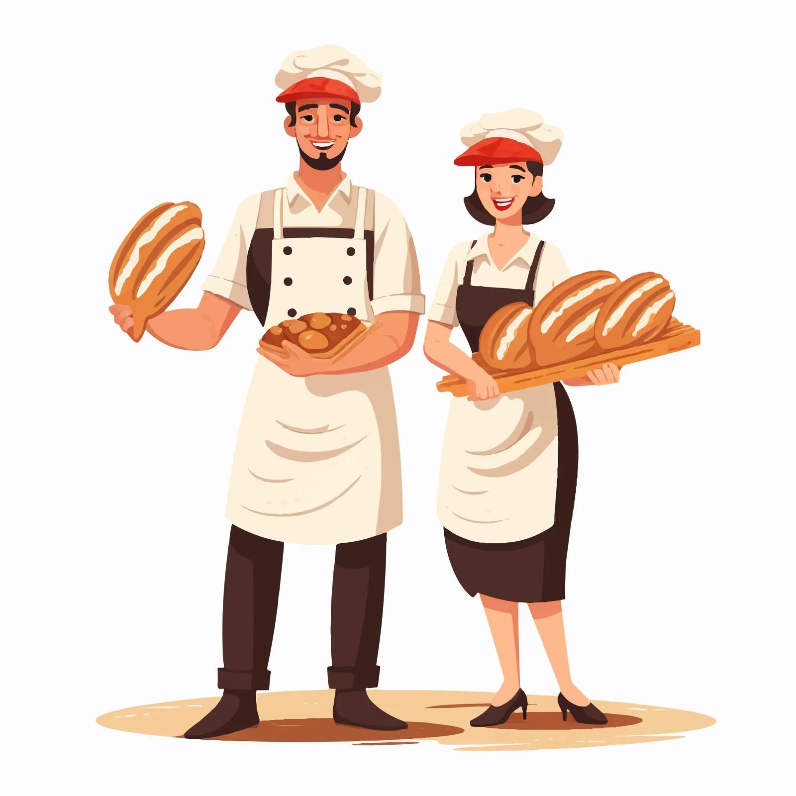 Cheerful Bakers in Flat Vector Illustration — free download from Dotvec