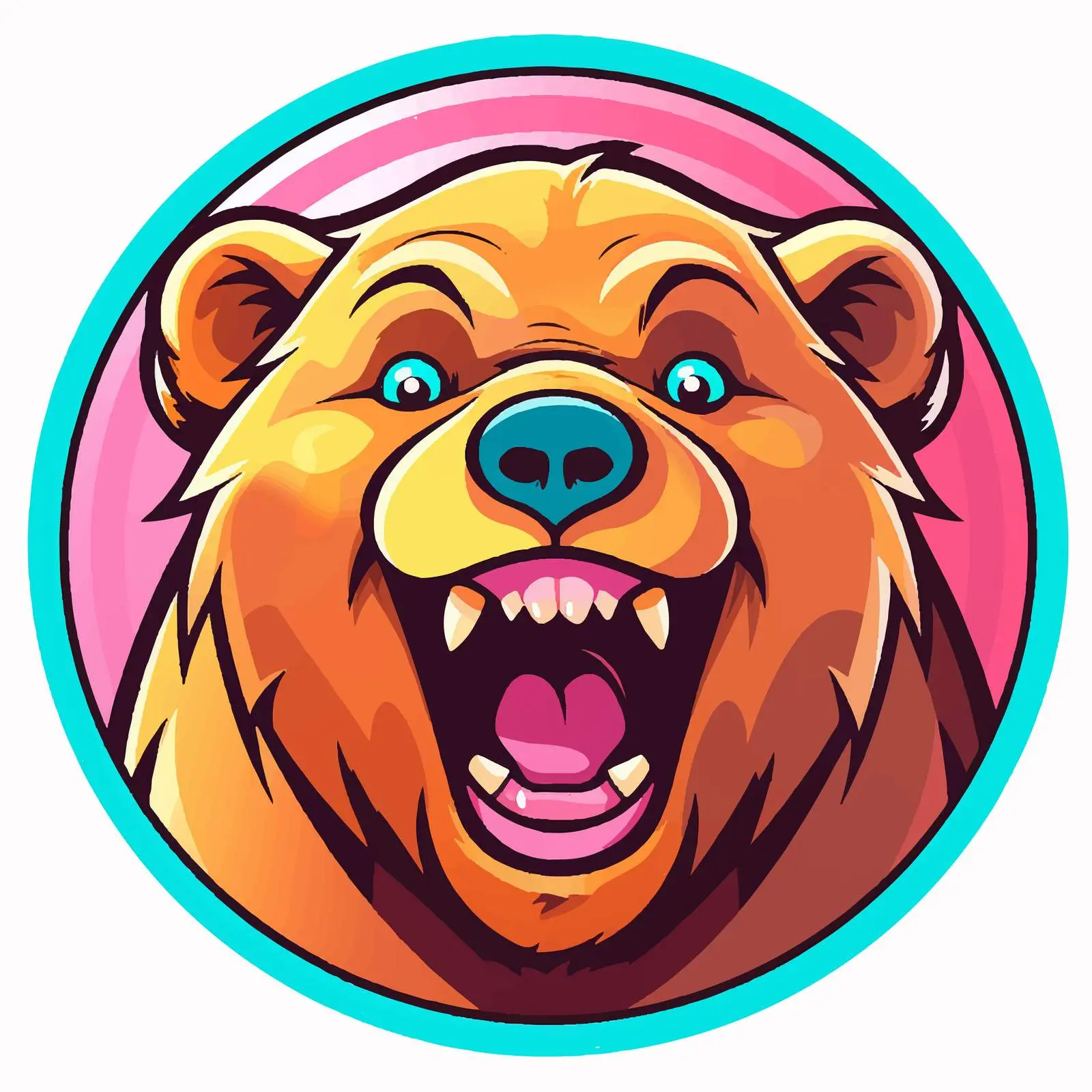 Colorful Cartoon Smiling Bear Face Vector Badge — free download from Dotvec