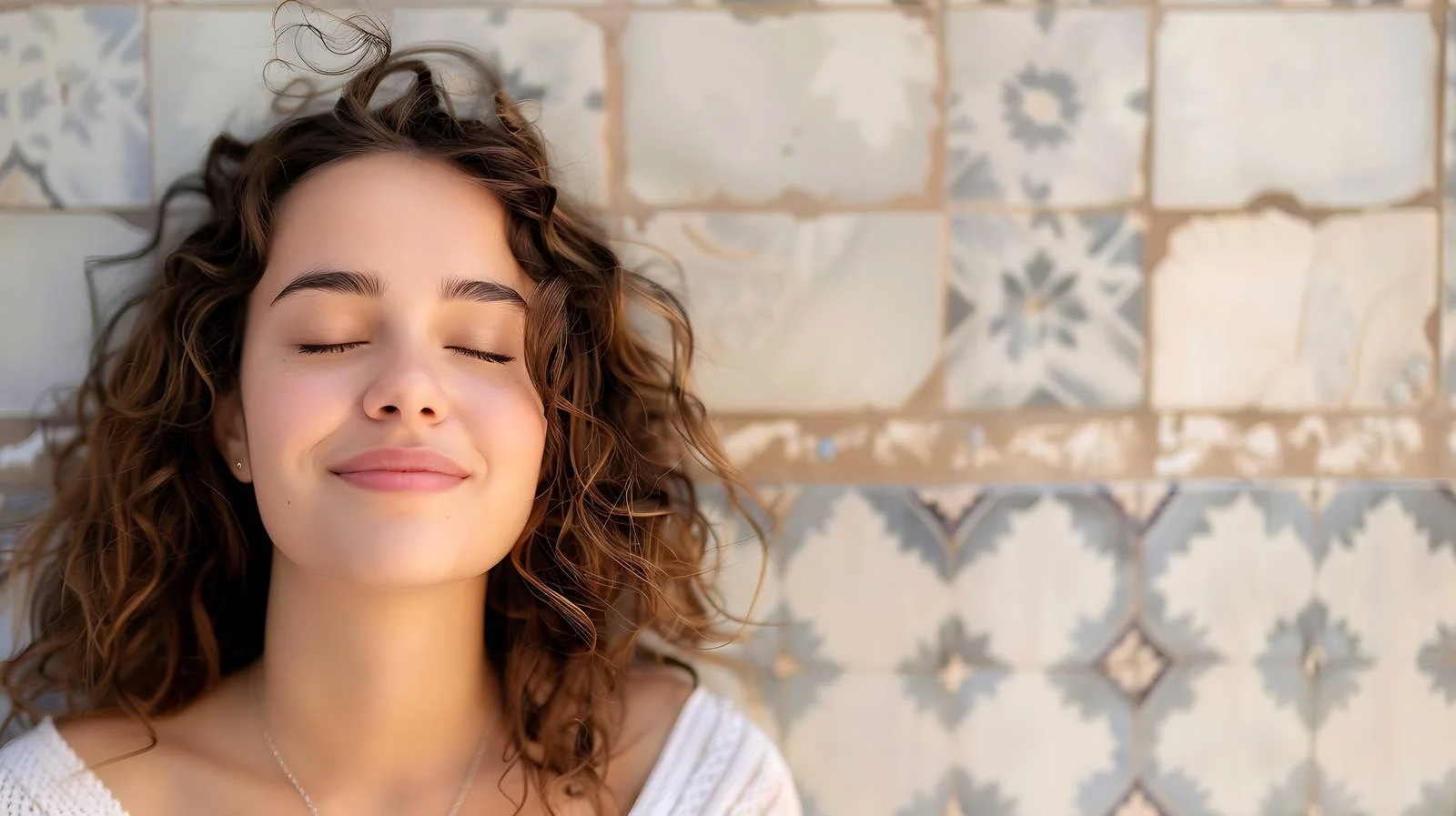 Happy Woman Eyes Closed Portrait — free download from Dotvec