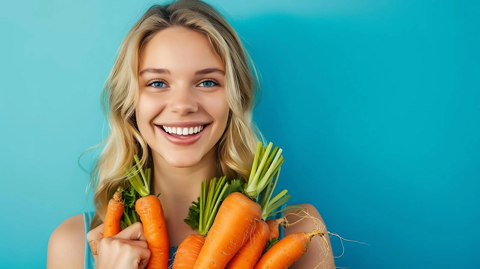 Radiant Woman with Carrots — free download from Dotvec