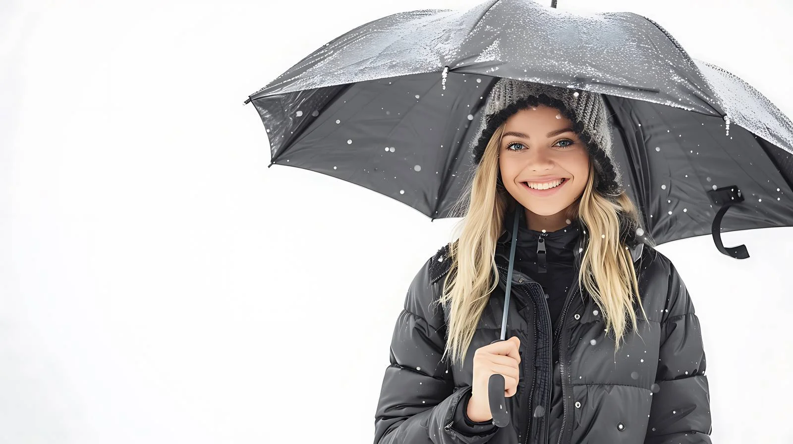 Joyful Woman Umbrella Storm — free download from Dotvec