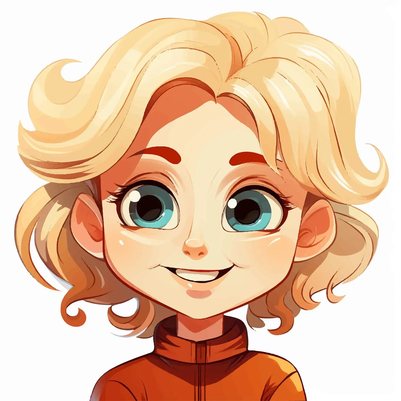 Smiling Blonde Cartoon Character with Big Eyes — free download from Dotvec