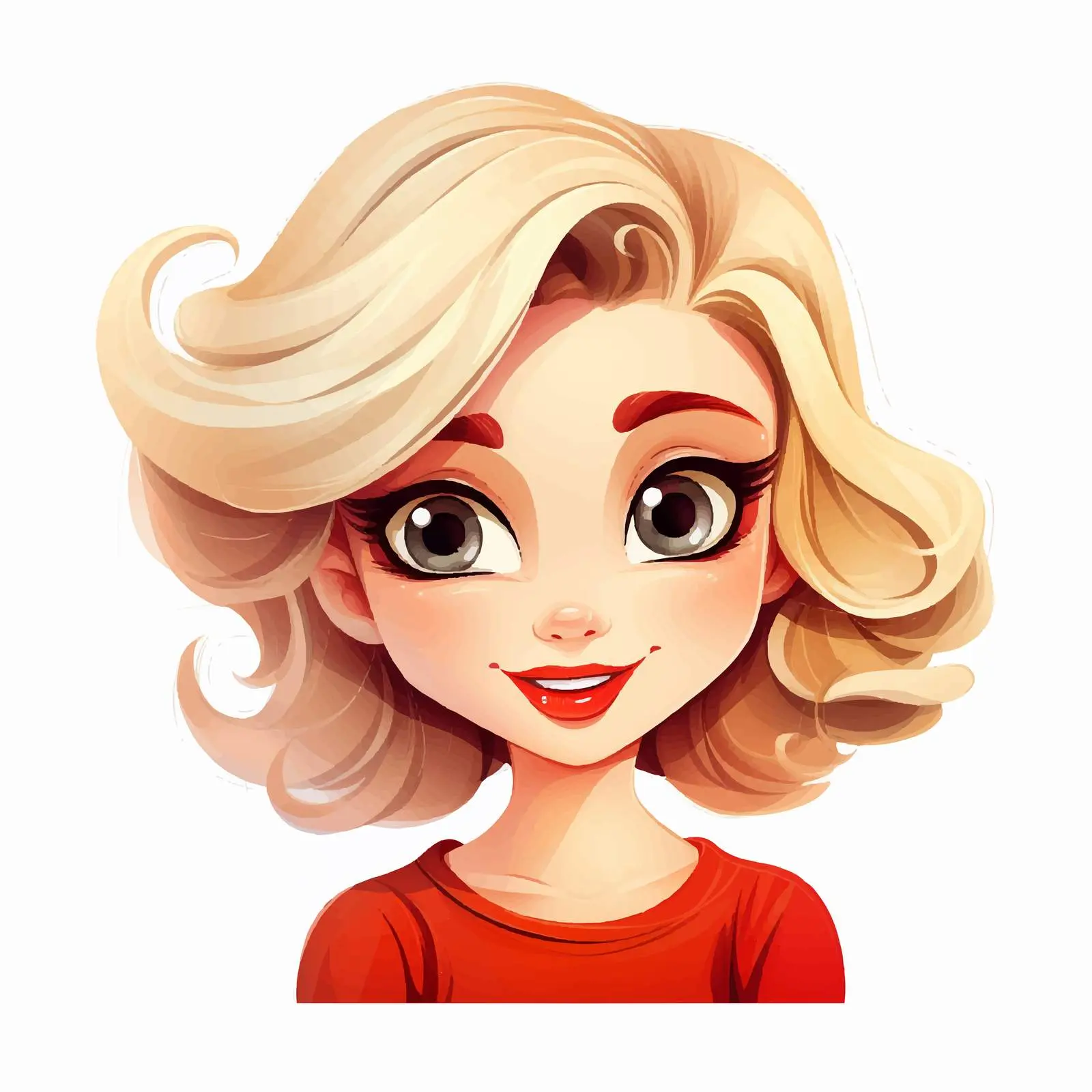 Smiling Blonde Cartoon Character with Big Eyes — free download from Dotvec