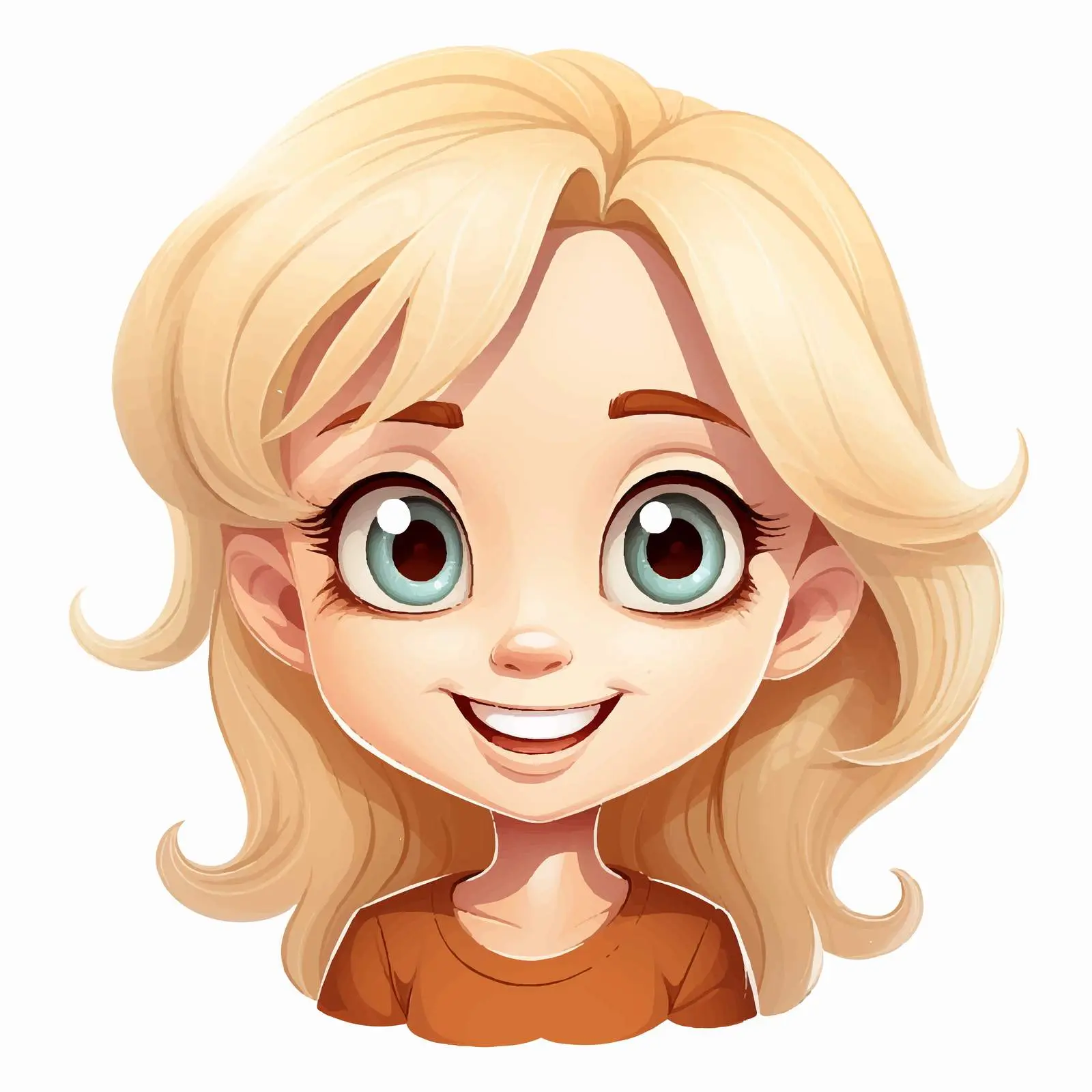 Cheerful Blonde Cartoon Character with Big Eyes — free download from Dotvec