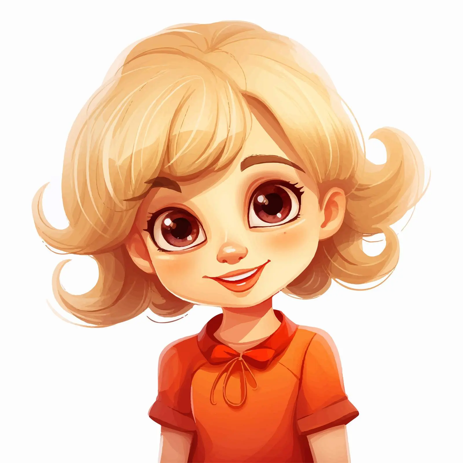 Smiling Blonde Cartoon Character with Big Eyes — free download from Dotvec