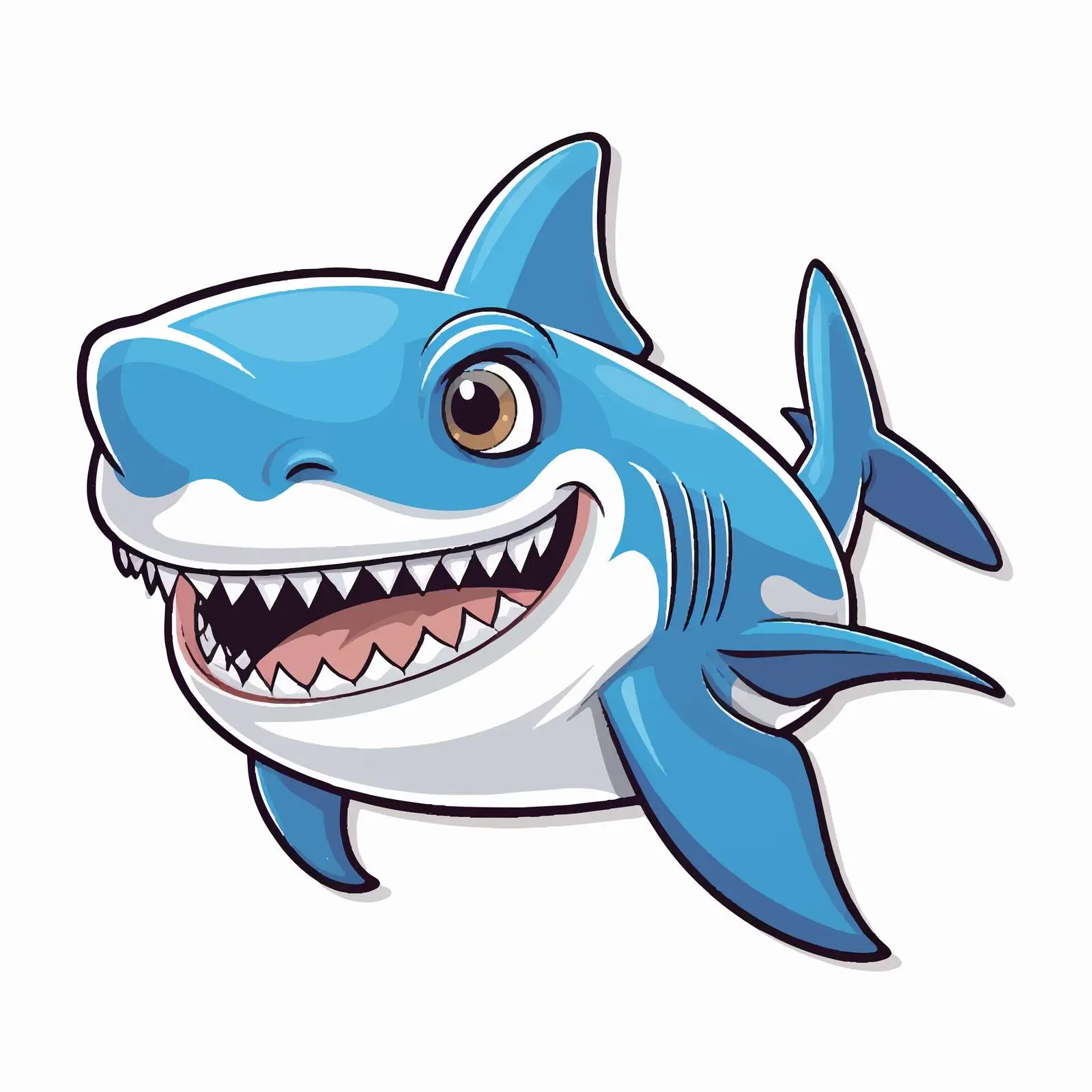 Smiling Blue Shark Cartoon Sticker Illustration — free download from Dotvec