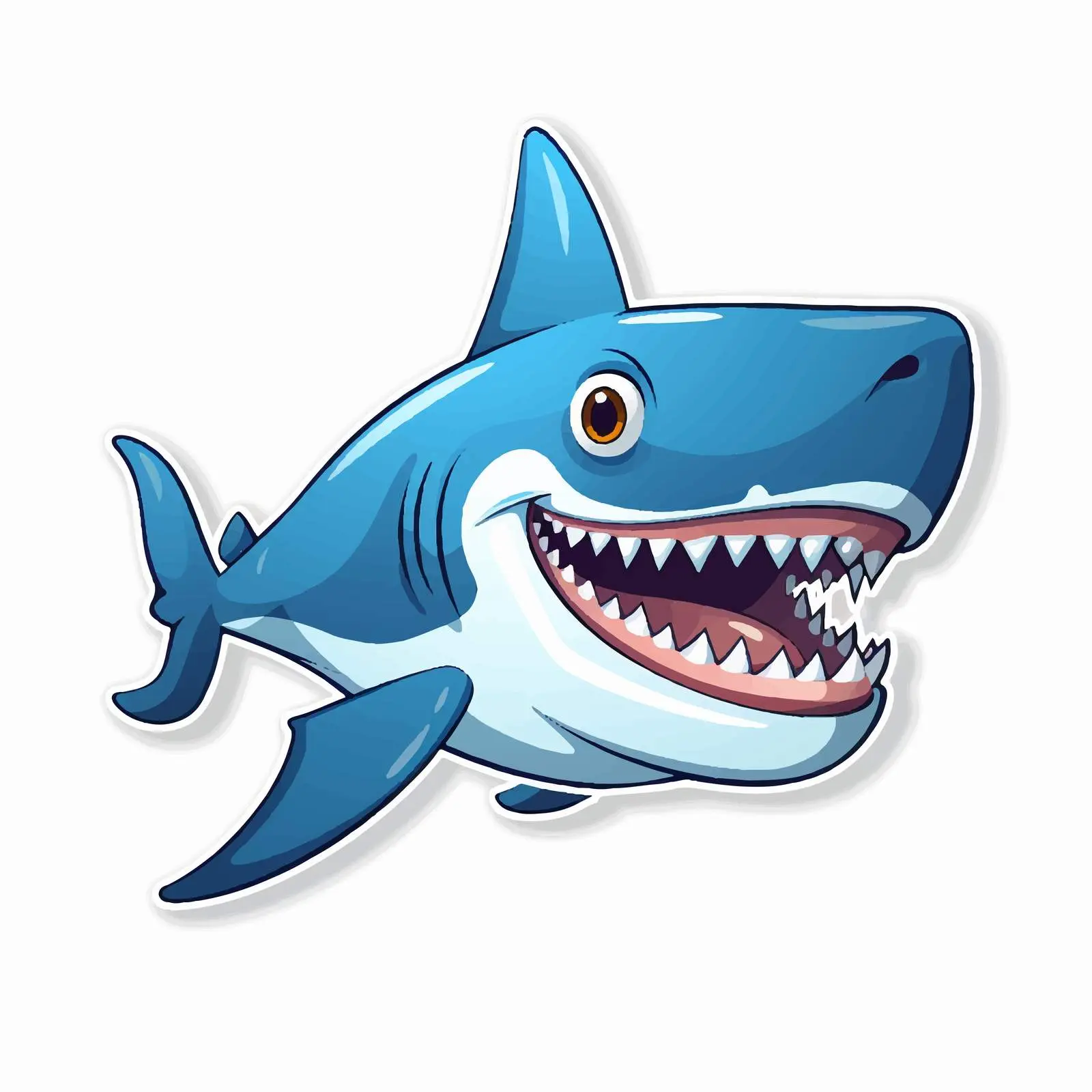 Smiling Blue Shark Cartoon Vector Sticker Illustration — free download from Dotvec