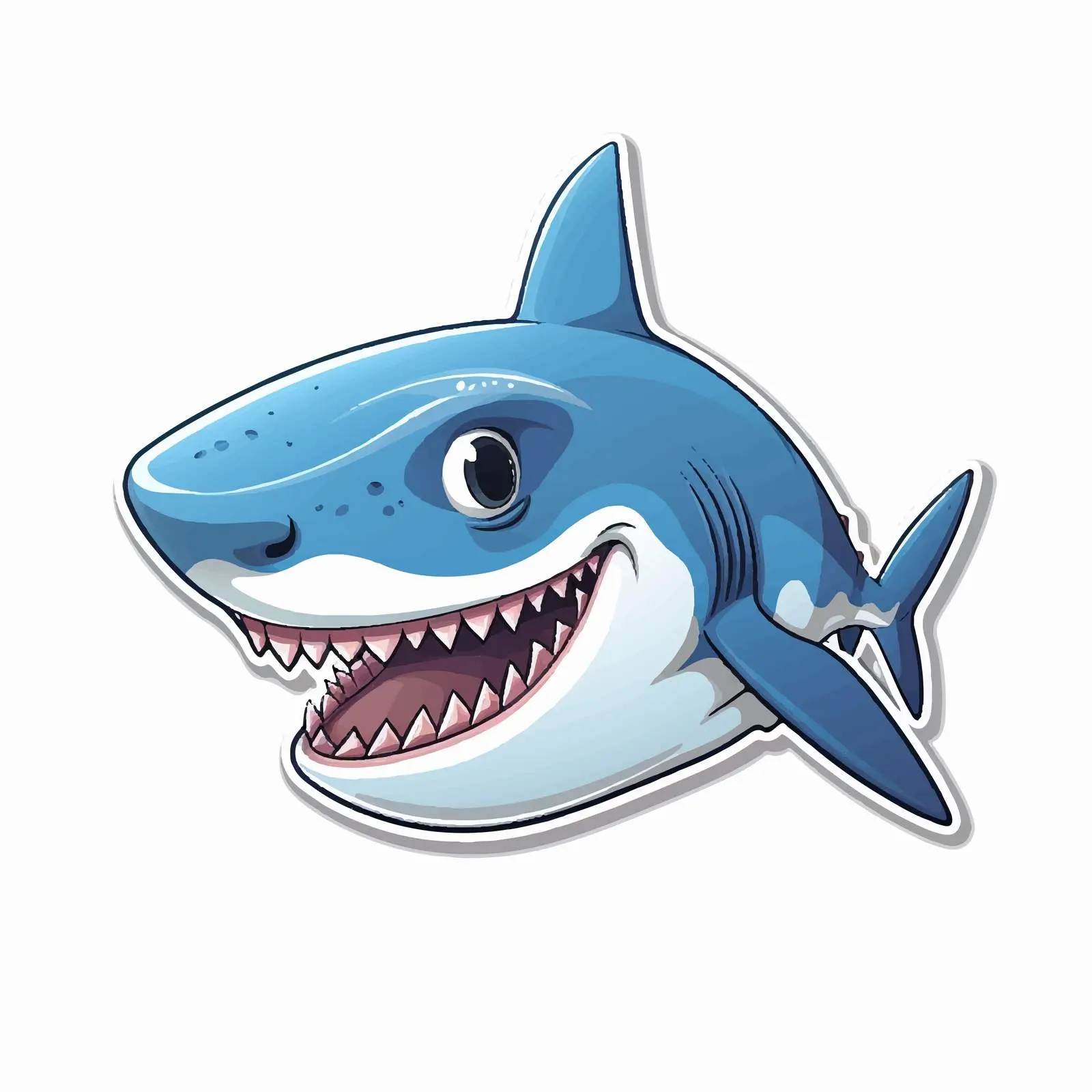 Smiling Blue Shark Cartoon Sticker Illustration — free download from Dotvec