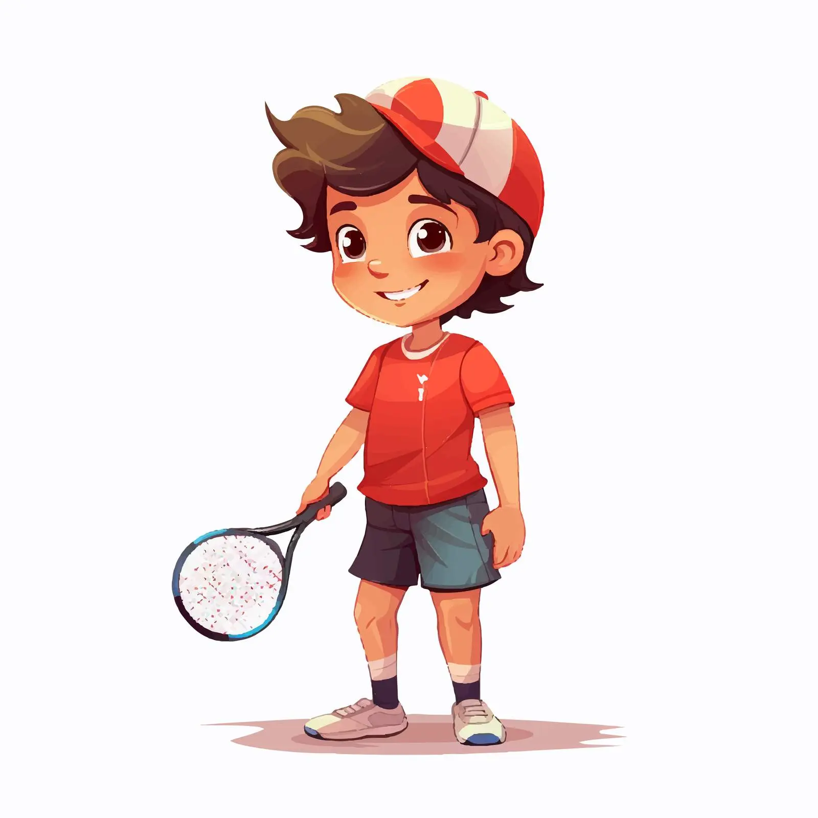Smiling Boy in Sportswear with Tennis Racket — free download from Dotvec