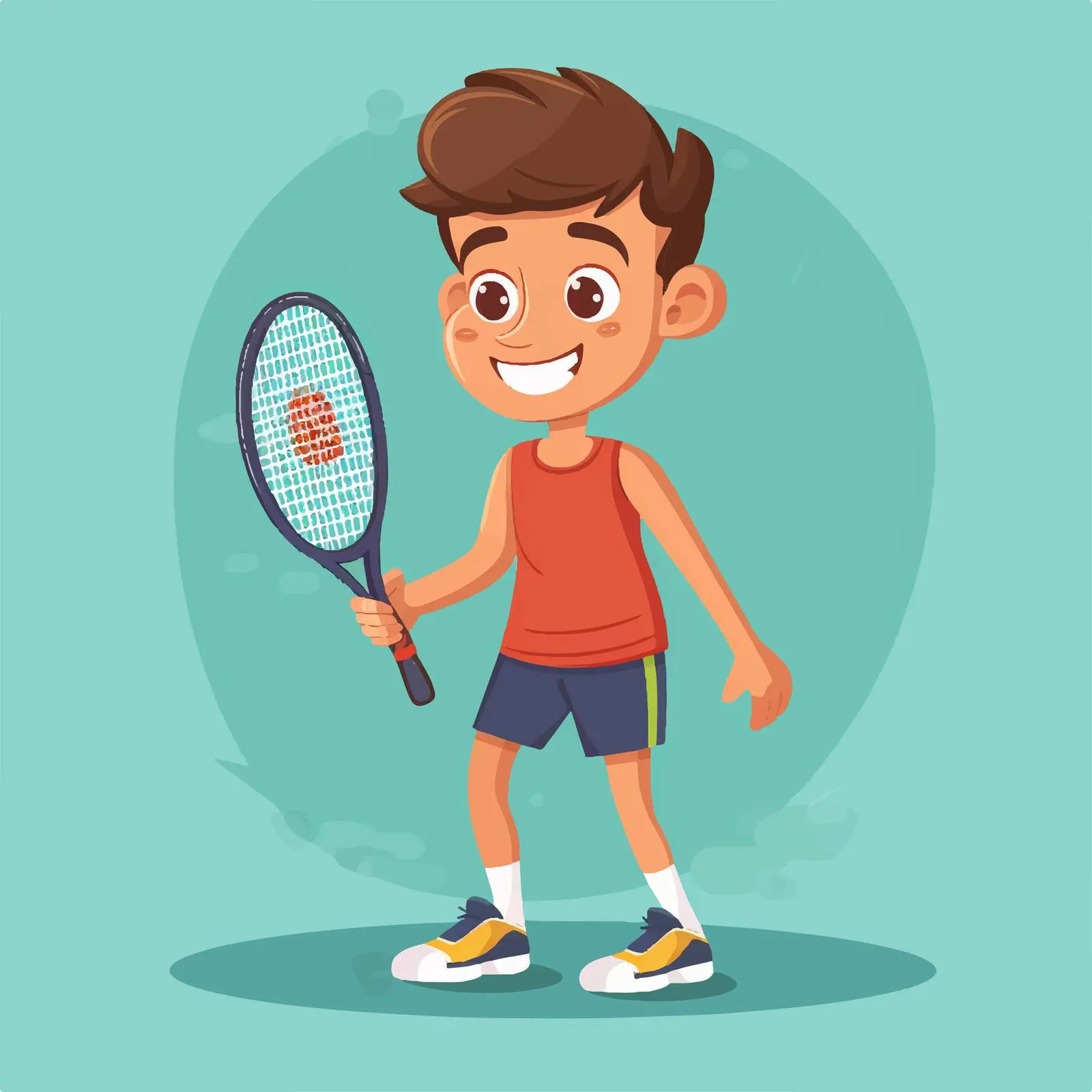 Smiling Boy in Sportswear with Tennis Racket — free download from Dotvec