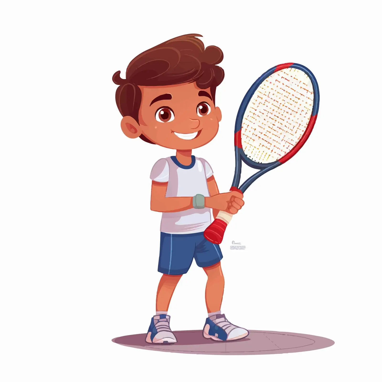 Smiling Boy in Sportswear with Tennis Racket – free playful boy image from Dotvec