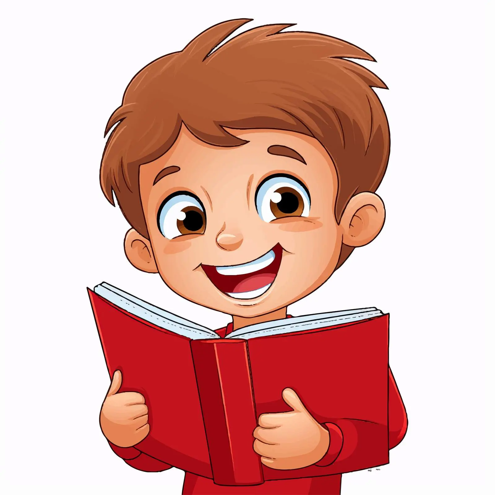 Smiling Boy with a Red Book Vector — free download from Dotvec