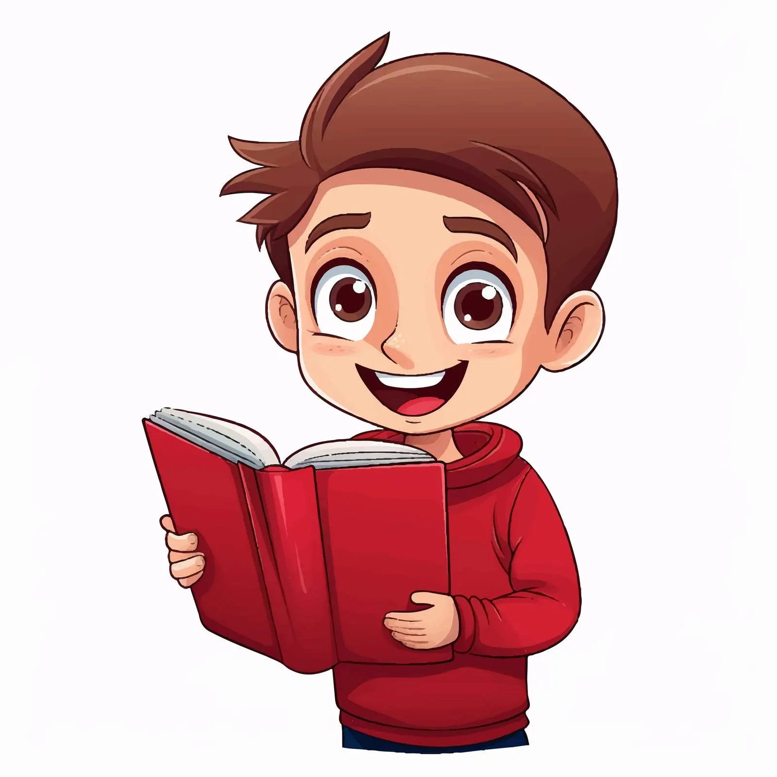 Smiling Boy with a Red Book Vector Art — free download from Dotvec