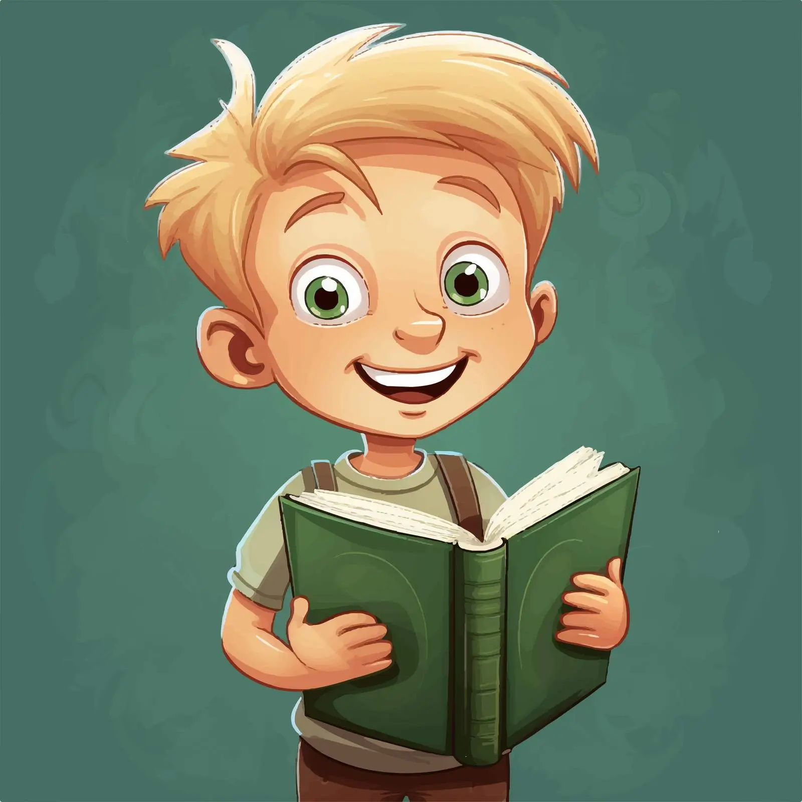 Smiling Boy with Book by Green Chalkboard — free download from Dotvec