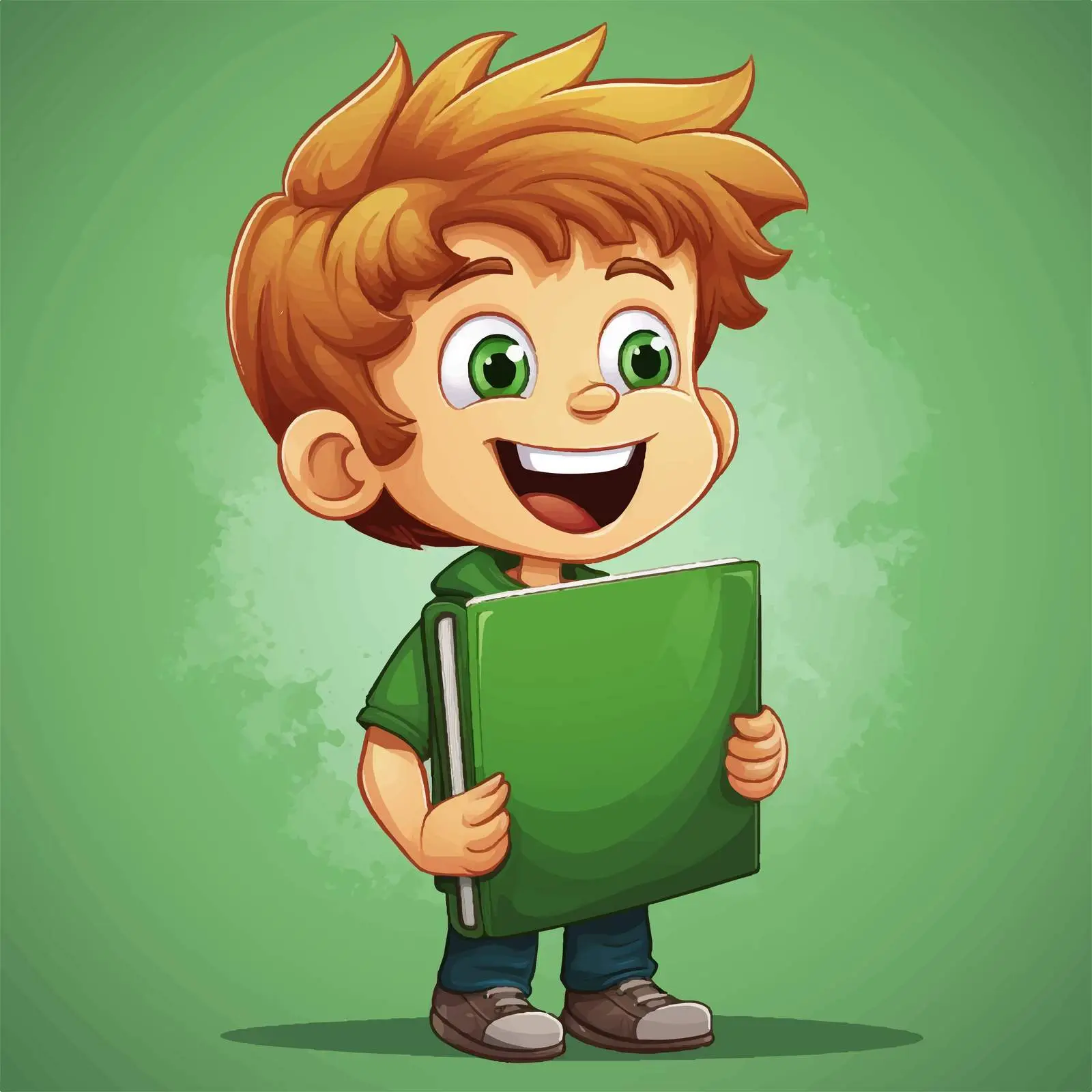 Cheerful Boy with Book by Chalkboard — free download from Dotvec