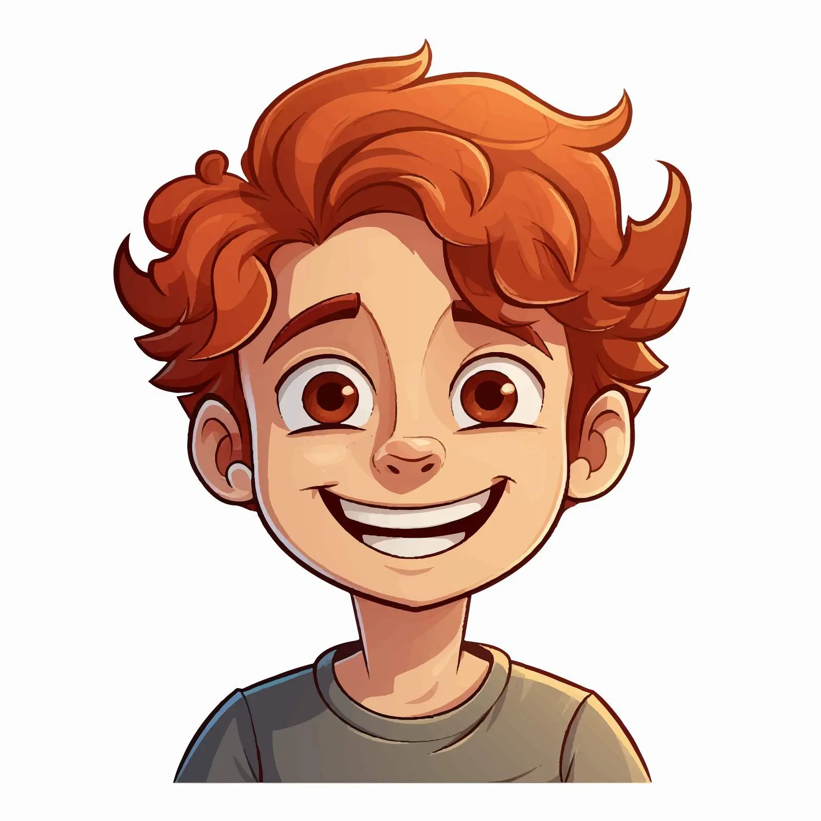 Happy Cartoon Boy with Freckles and Brown Hair — free download from Dotvec