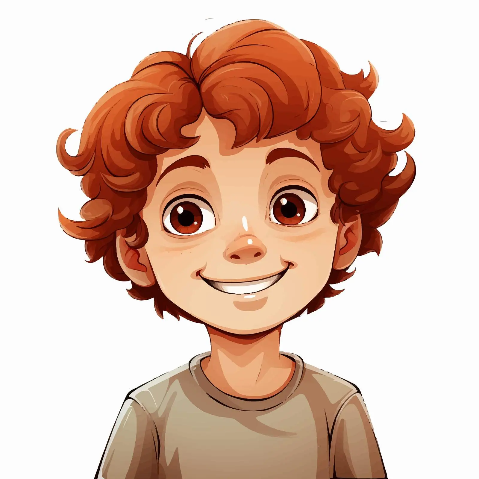 Smiling Boy with Brown Hair and Freckles Vector — free download from Dotvec