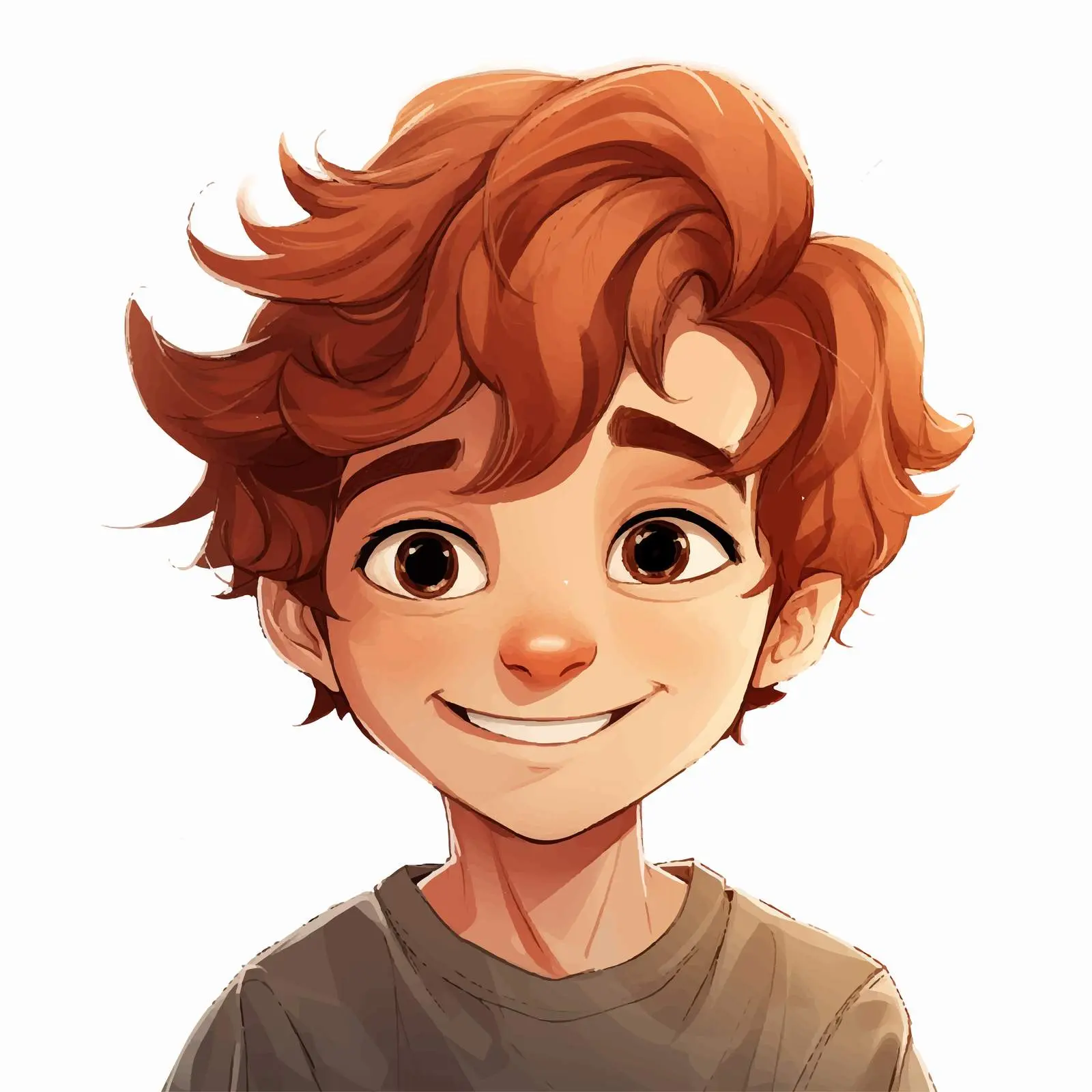 Smiling Boy Cartoon Vector with Freckles – free playful boy image from Dotvec
