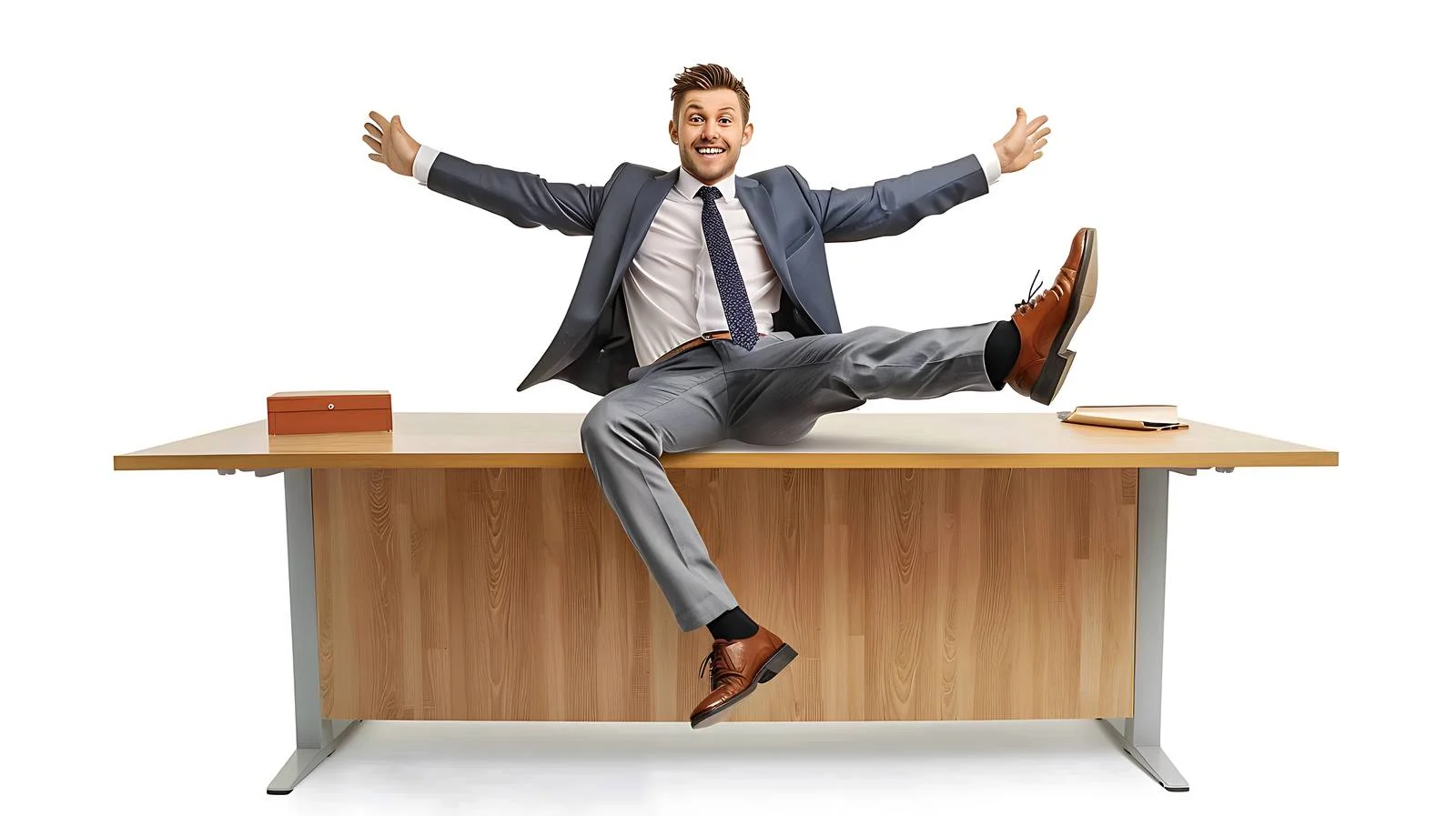 Energetic Businessman Reception Splits Pose — free download from Dotvec