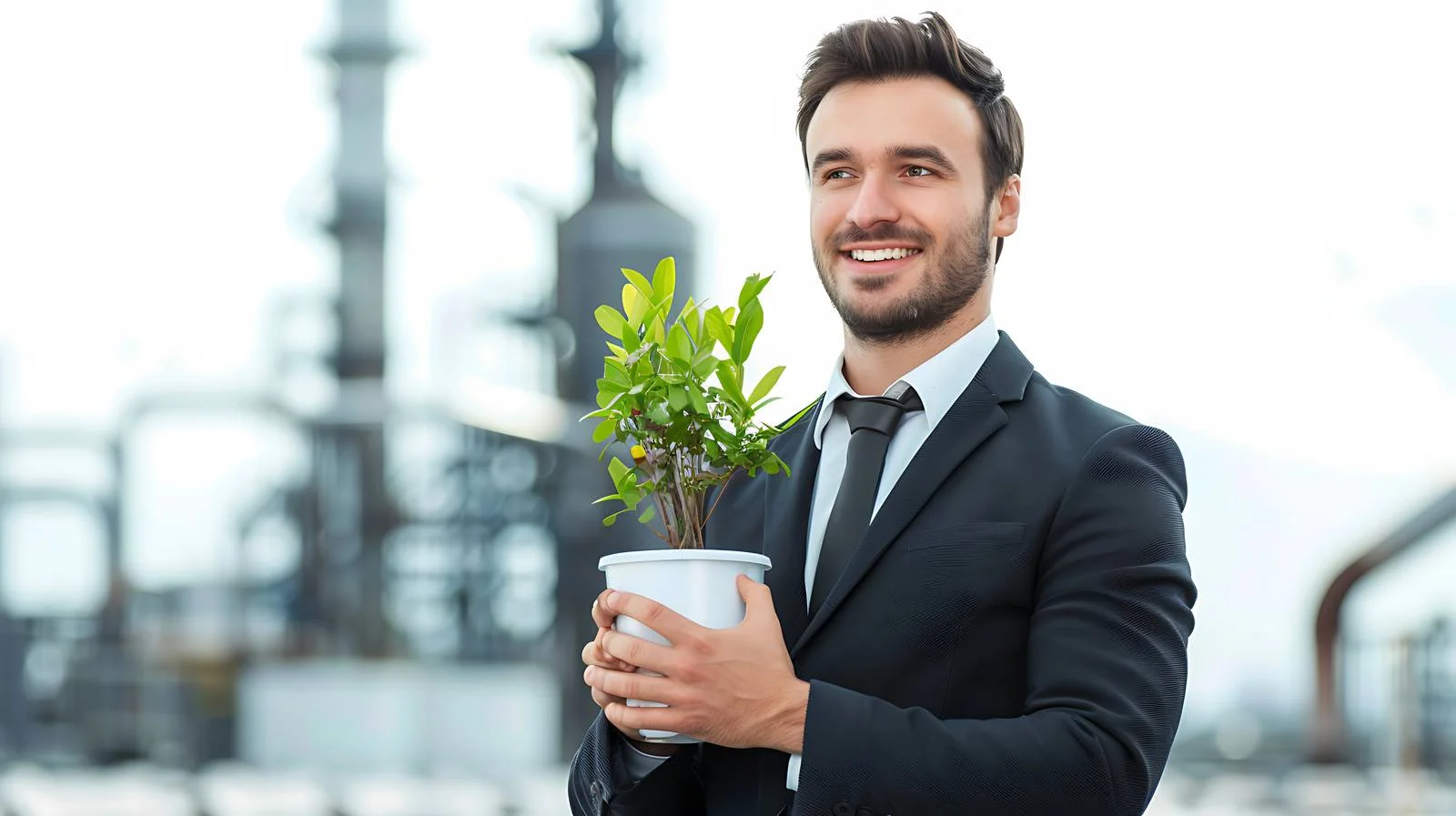 Professional Businessman with Potted Plant — free download from Dotvec