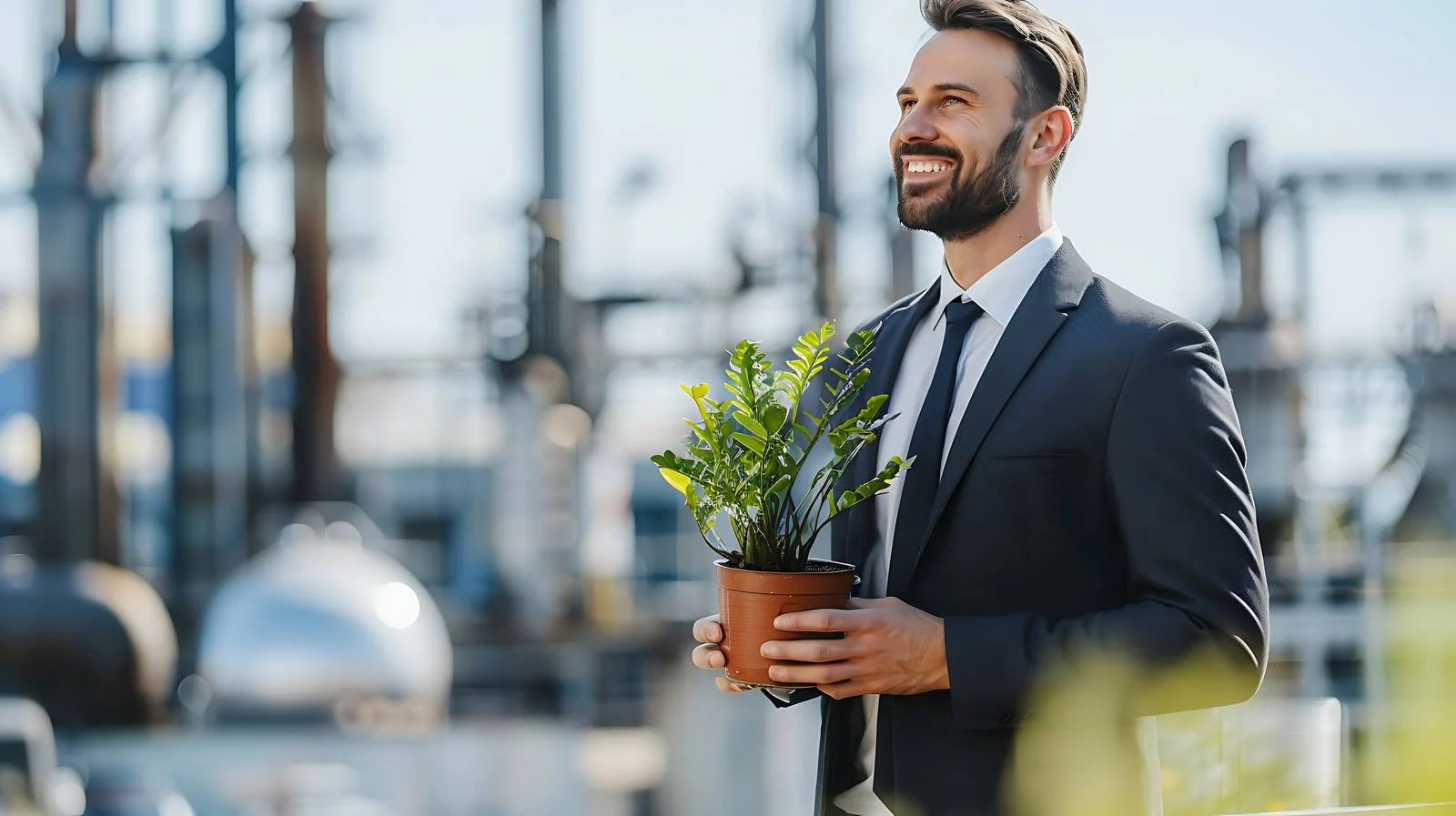 Professional Businessman With Potted Plant — free download from Dotvec