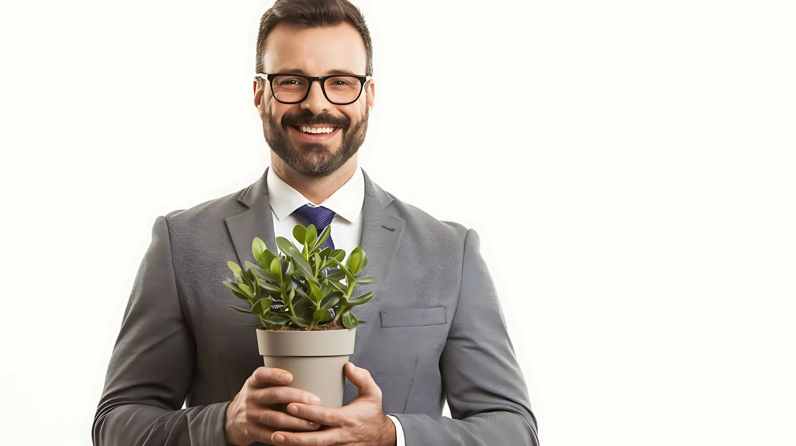 Professional Businessman with Potted Plant — free download from Dotvec