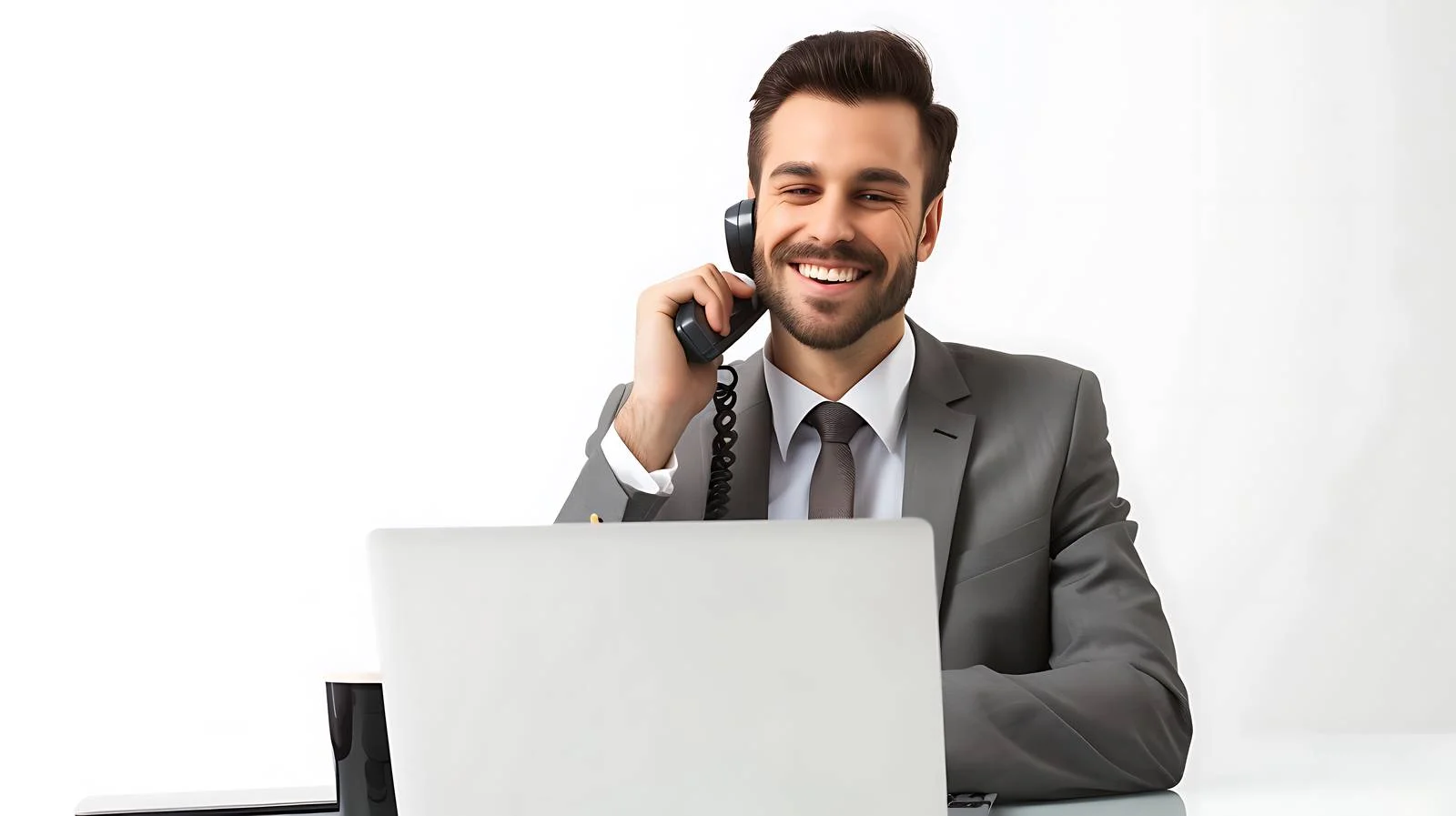 Confident Businessman Speaking on Telephone — free download from Dotvec