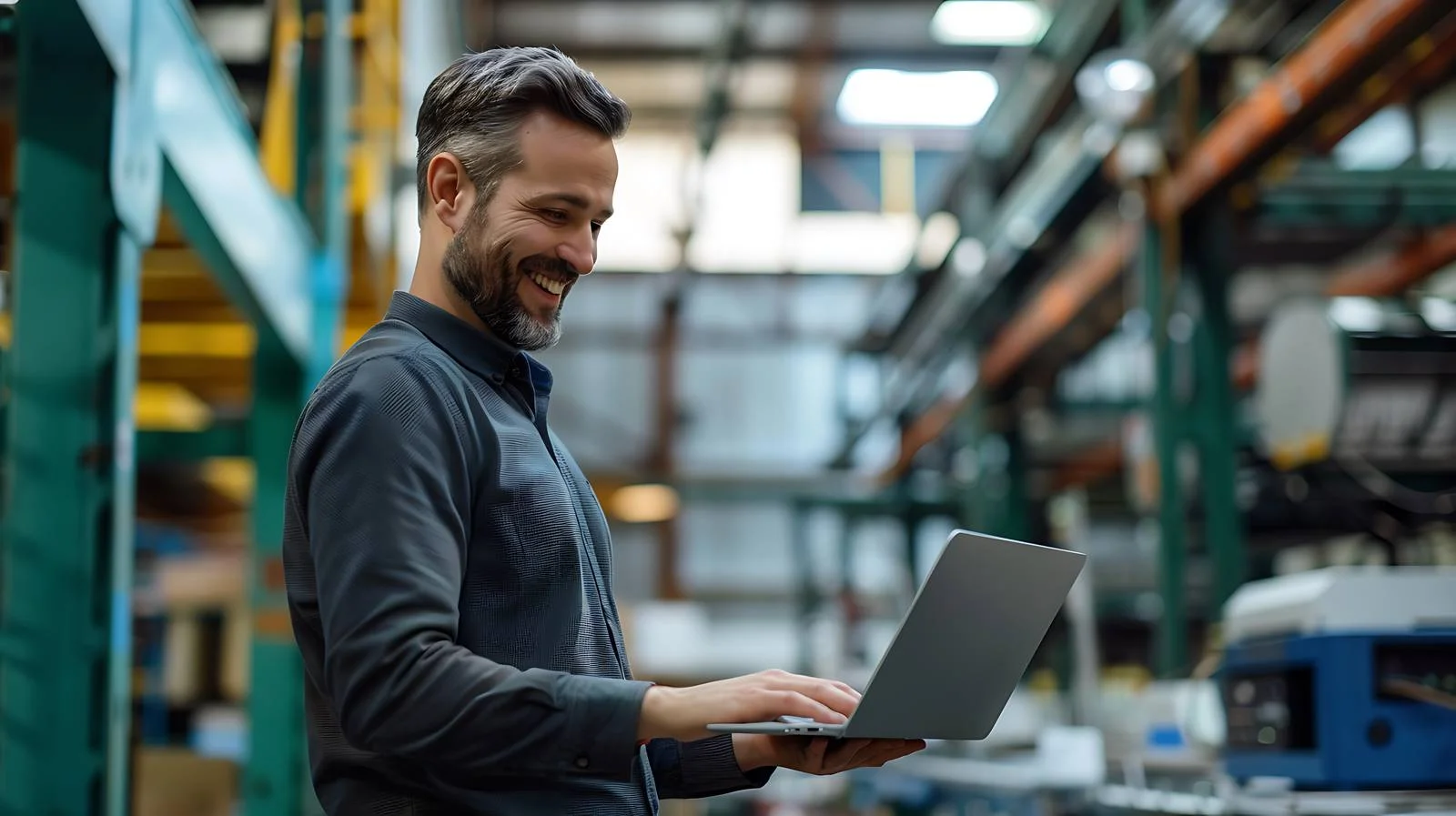 Efficient Businessman in Factory Setting — free download from Dotvec