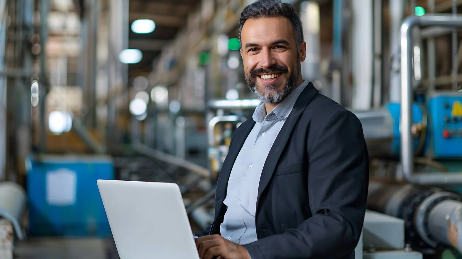 Professional Businessman Working in Isolated Factory — free download from Dotvec