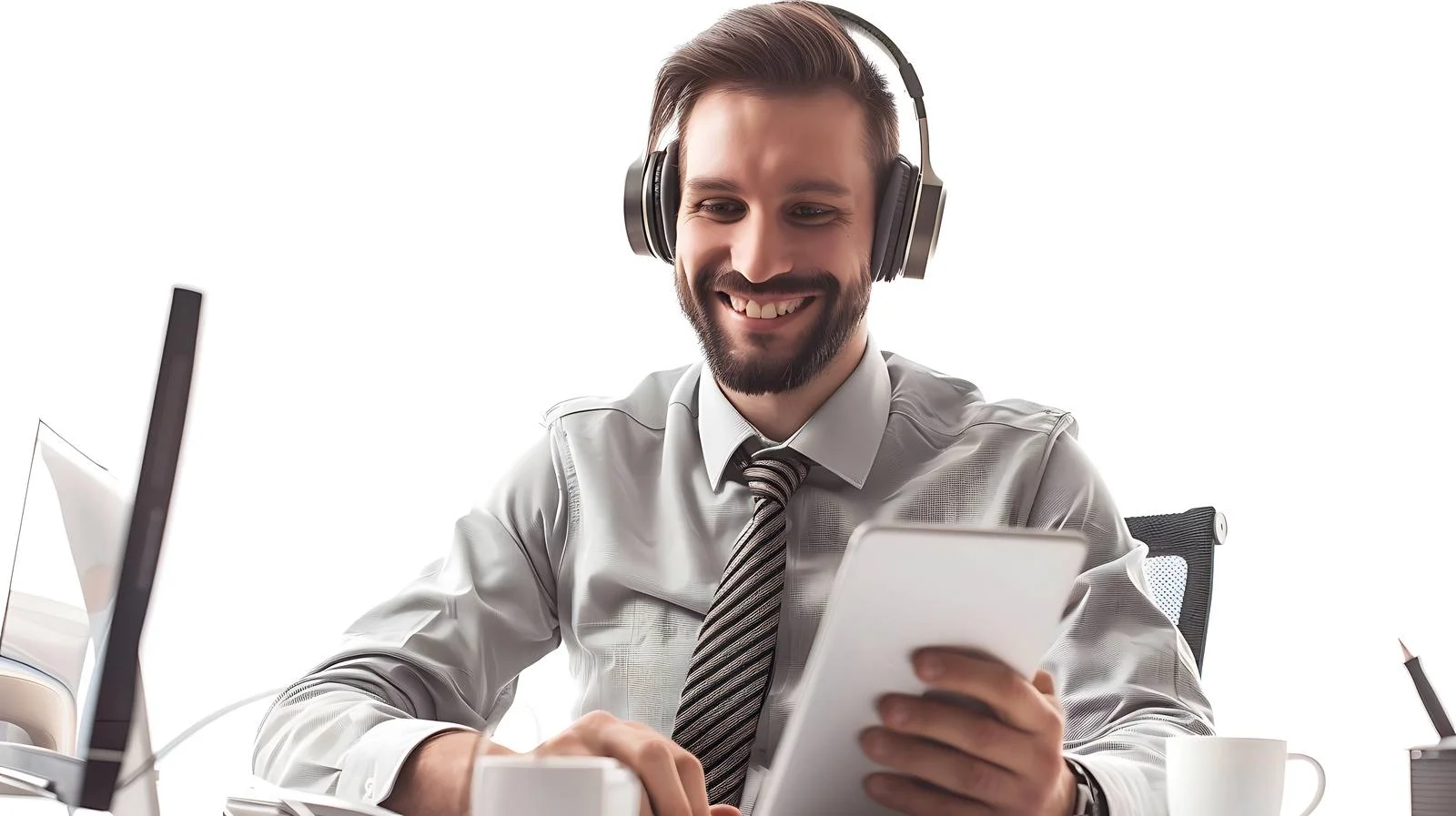 Businessman Using Digital Headphones — free download from Dotvec