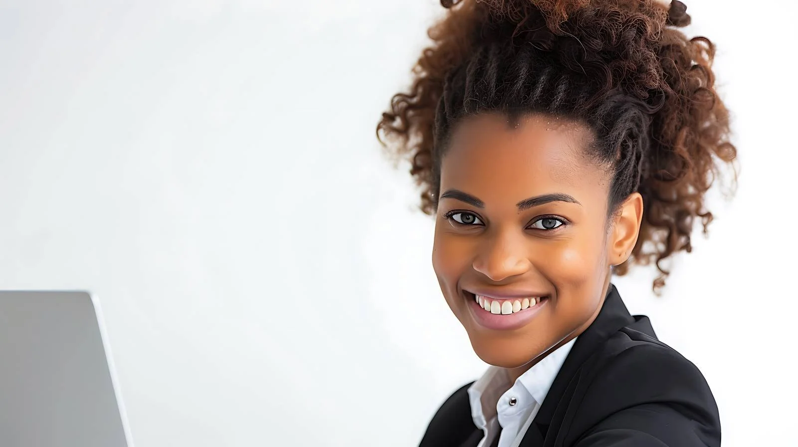 Professional Businesswoman Using Laptop in Office — free download from Dotvec