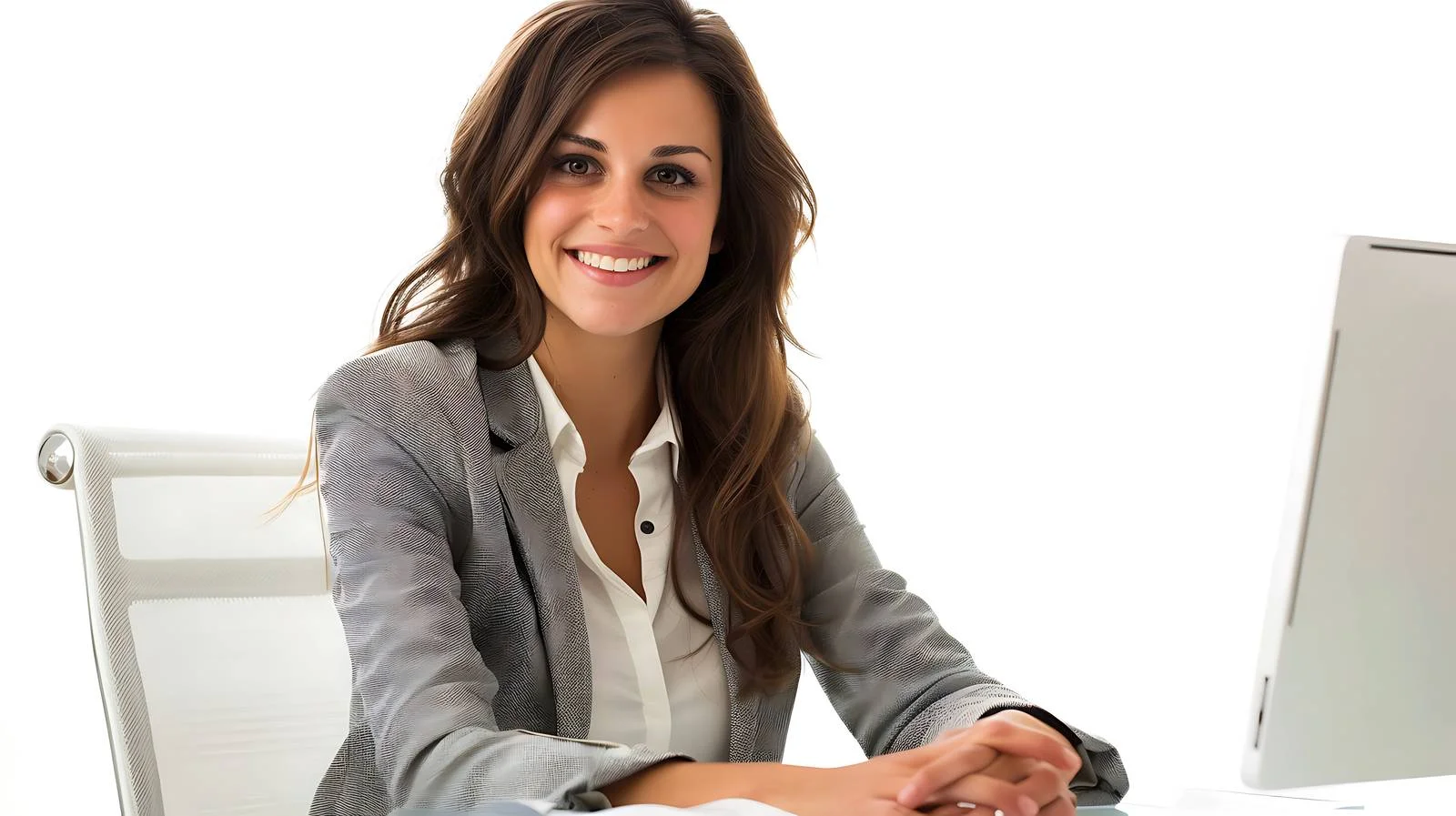 Professional Businesswoman Office Desk Smiling — free download from Dotvec