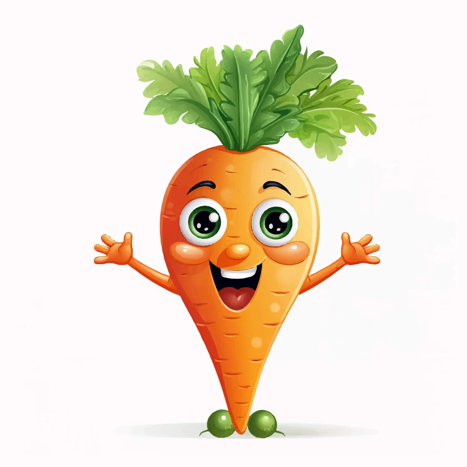 Smiling Carrot with Expressive Eyes and Green Top — free download from Dotvec