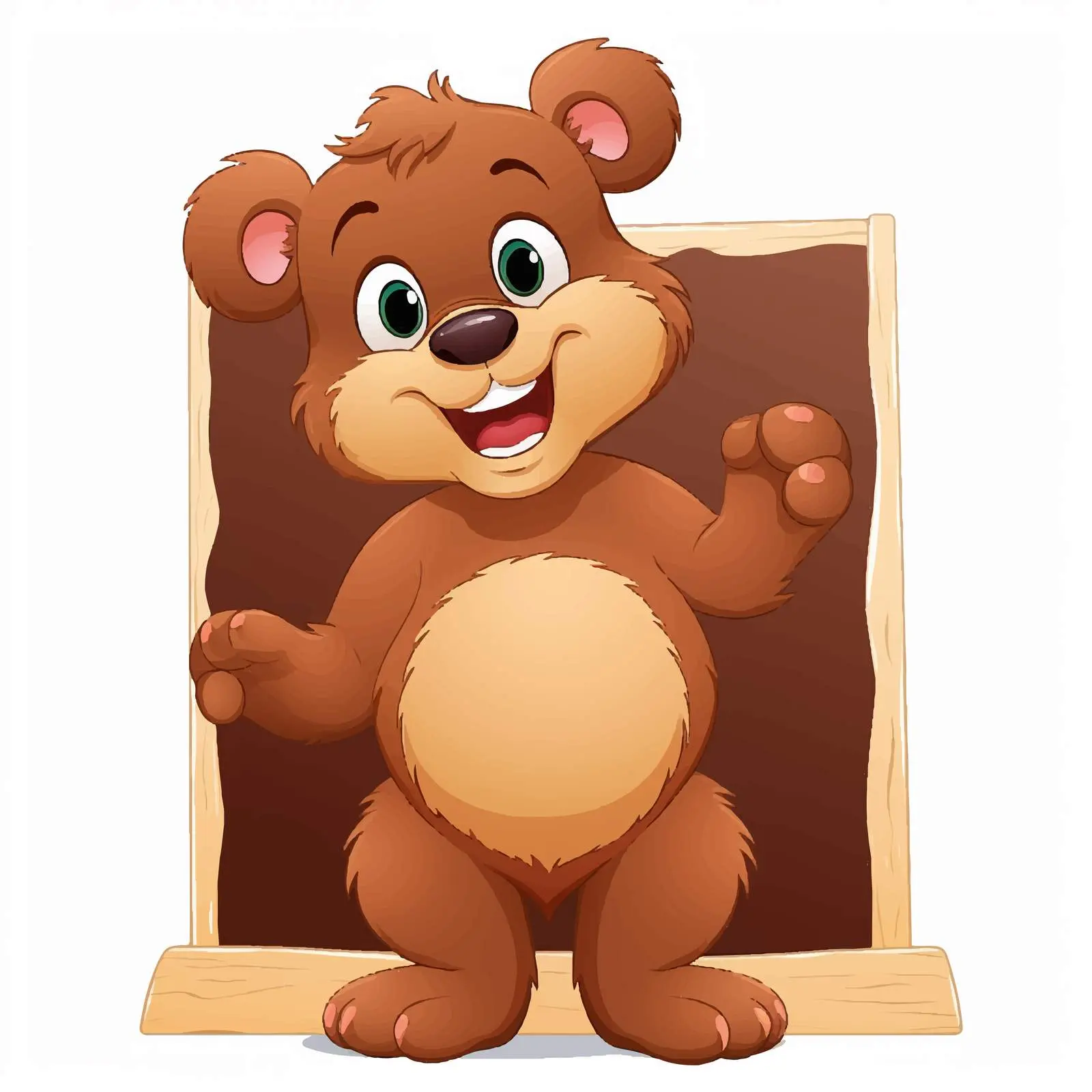 Smiling Cartoon Bear with Sign Vector Illustration — free download from Dotvec