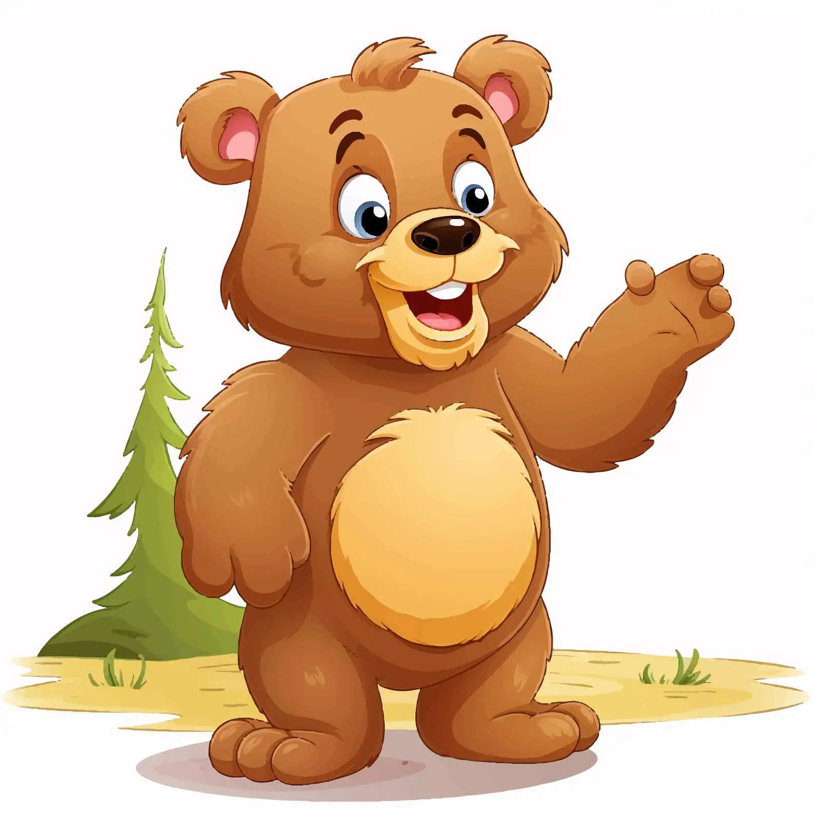 Cheerful Cartoon Bear Next to Sign Vector Art — free download from Dotvec