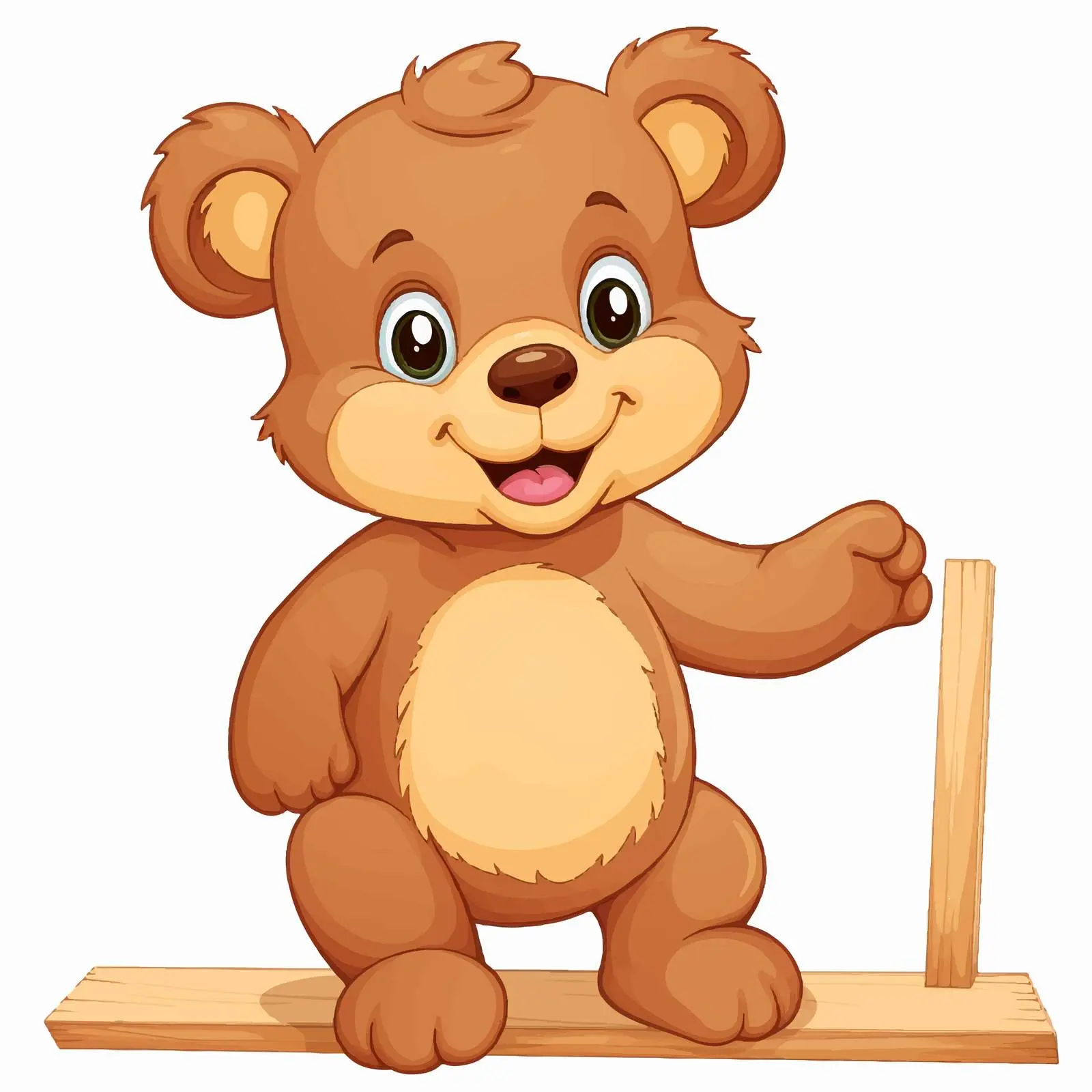 Smiling Cartoon Bear Next to a Sign Vector — free download from Dotvec