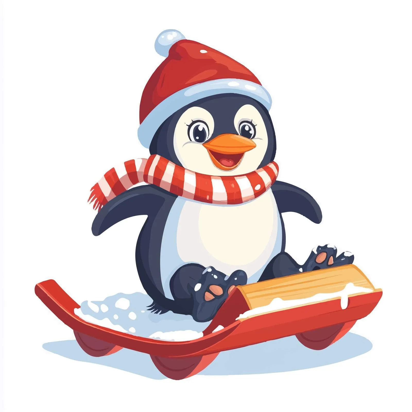 Cute Penguin in Hat and Scarf Vector – free cheerful animal image from Dotvec