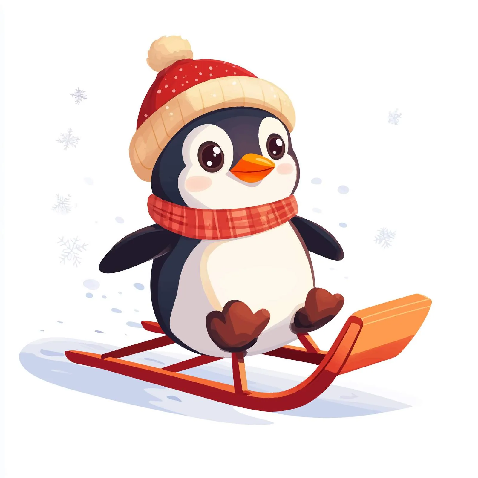 Cute Penguin in Hat and Scarf Vector — free download from Dotvec