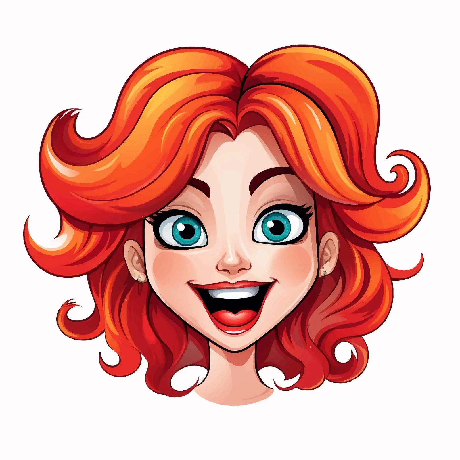 Vibrant Hair Smiling Cartoon Face Vector — free download from Dotvec